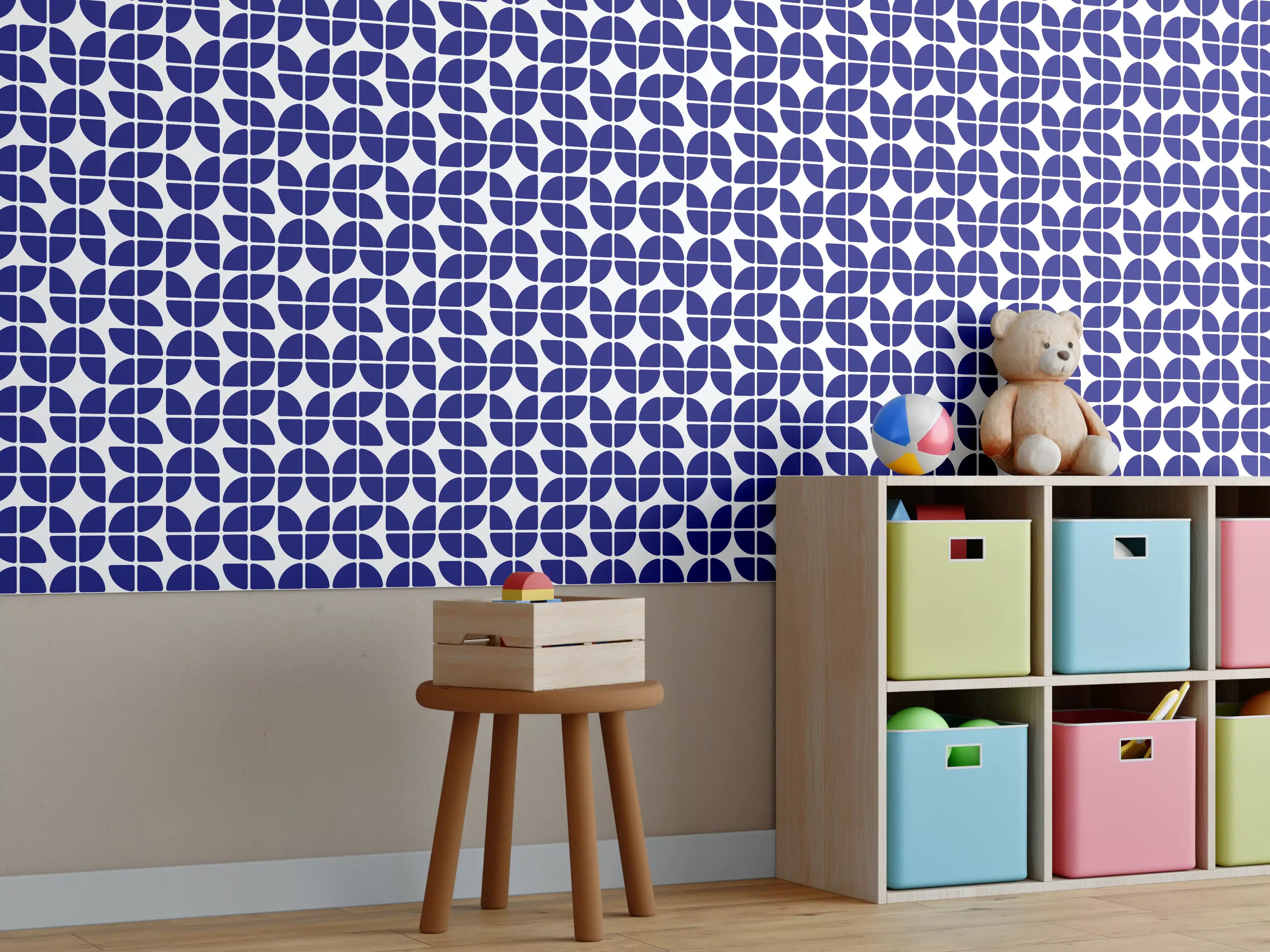 Kinderzimmer Wandgestaltung - Retro-Grazia-Zaffiro-Muster