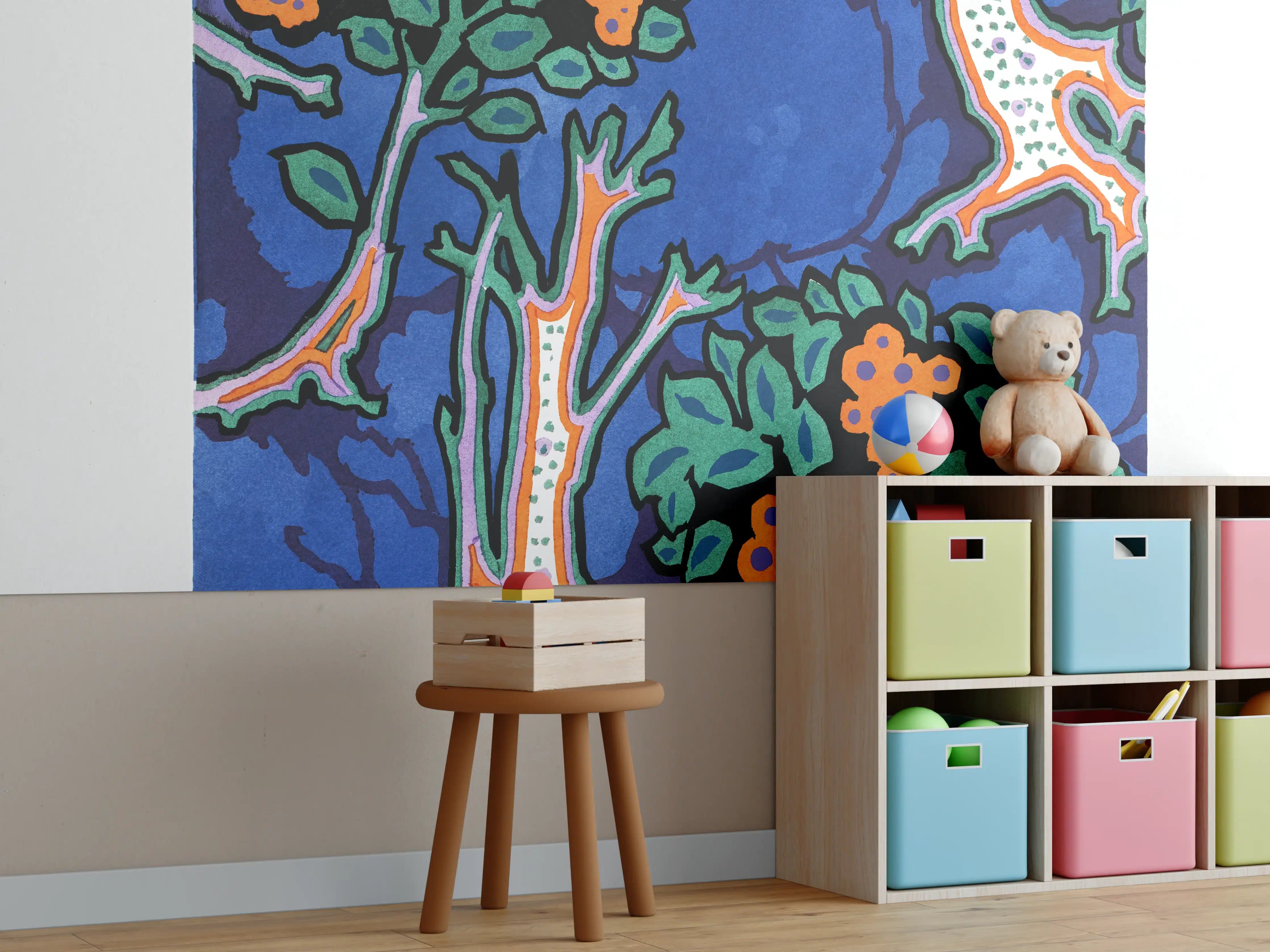 Kinderzimmer Wandgestaltung - Retro Kollage - Französisch 