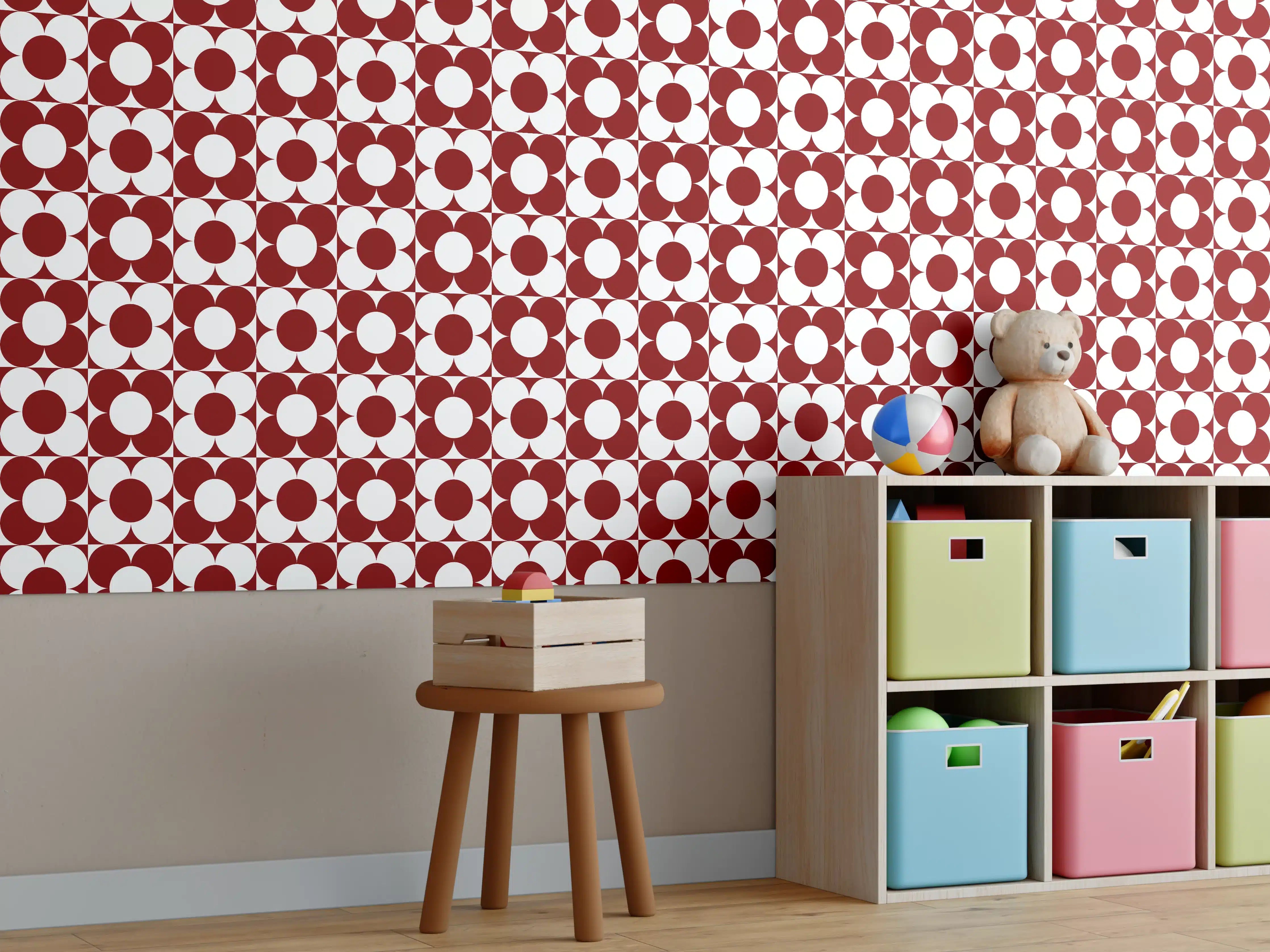 Kinderzimmer Wandgestaltung - Retro Primelavor Granata mit zarten Graunuancen