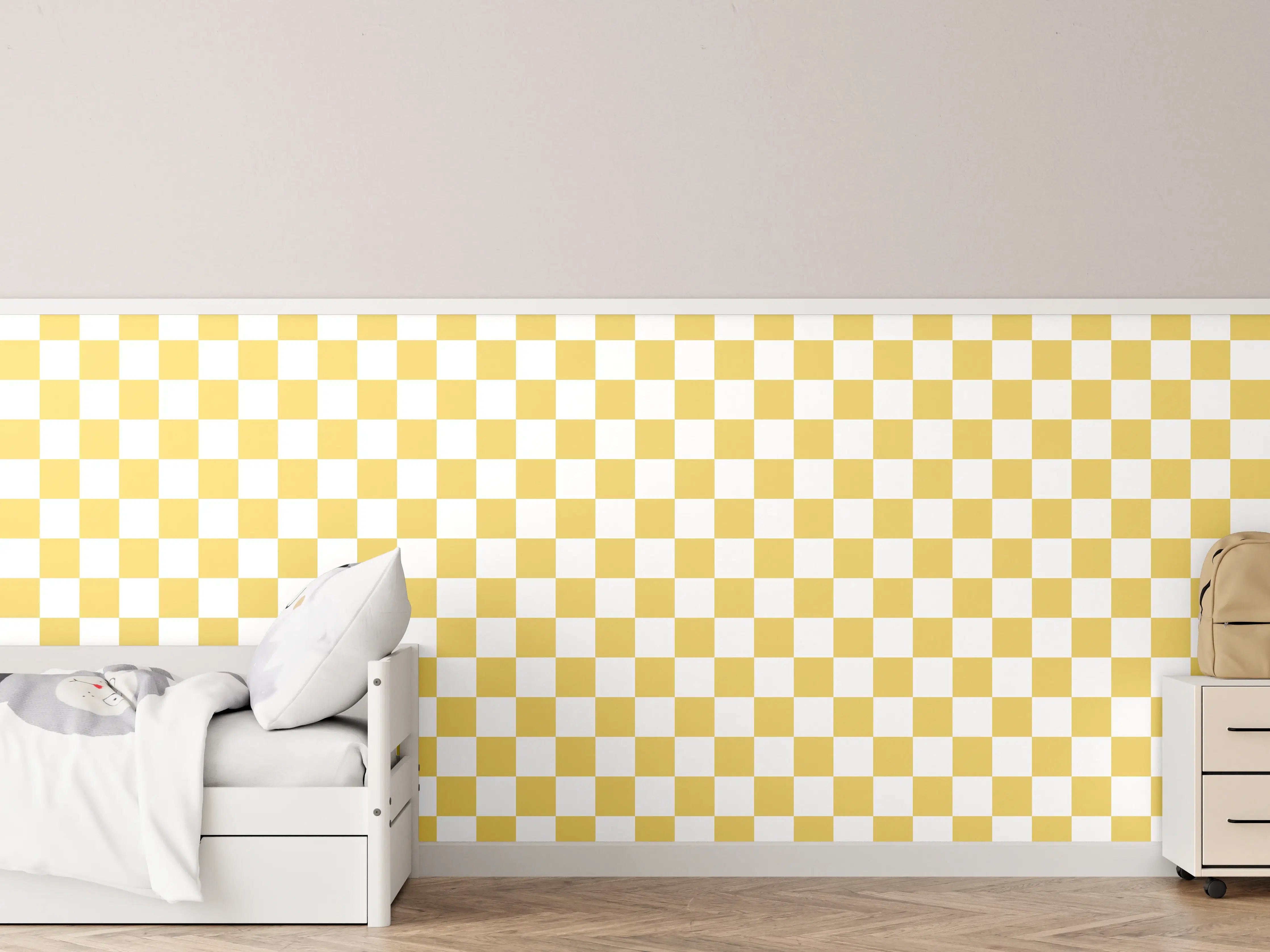 Kinderzimmer Wandgestaltung - Retro-Scacco-Gold Design