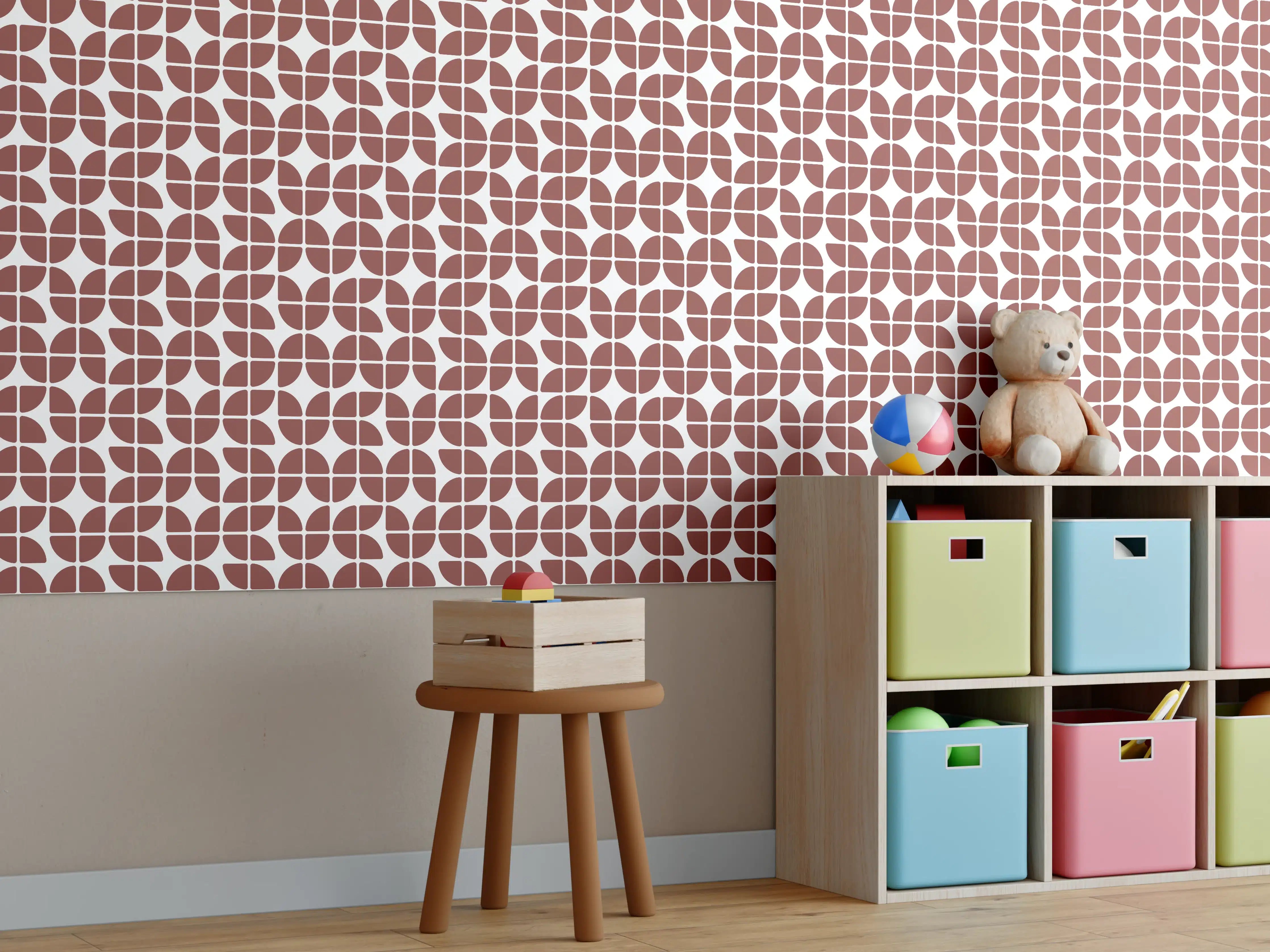 Kinderzimmer Wandgestaltung - Retro-graue Fliese mit Muster
