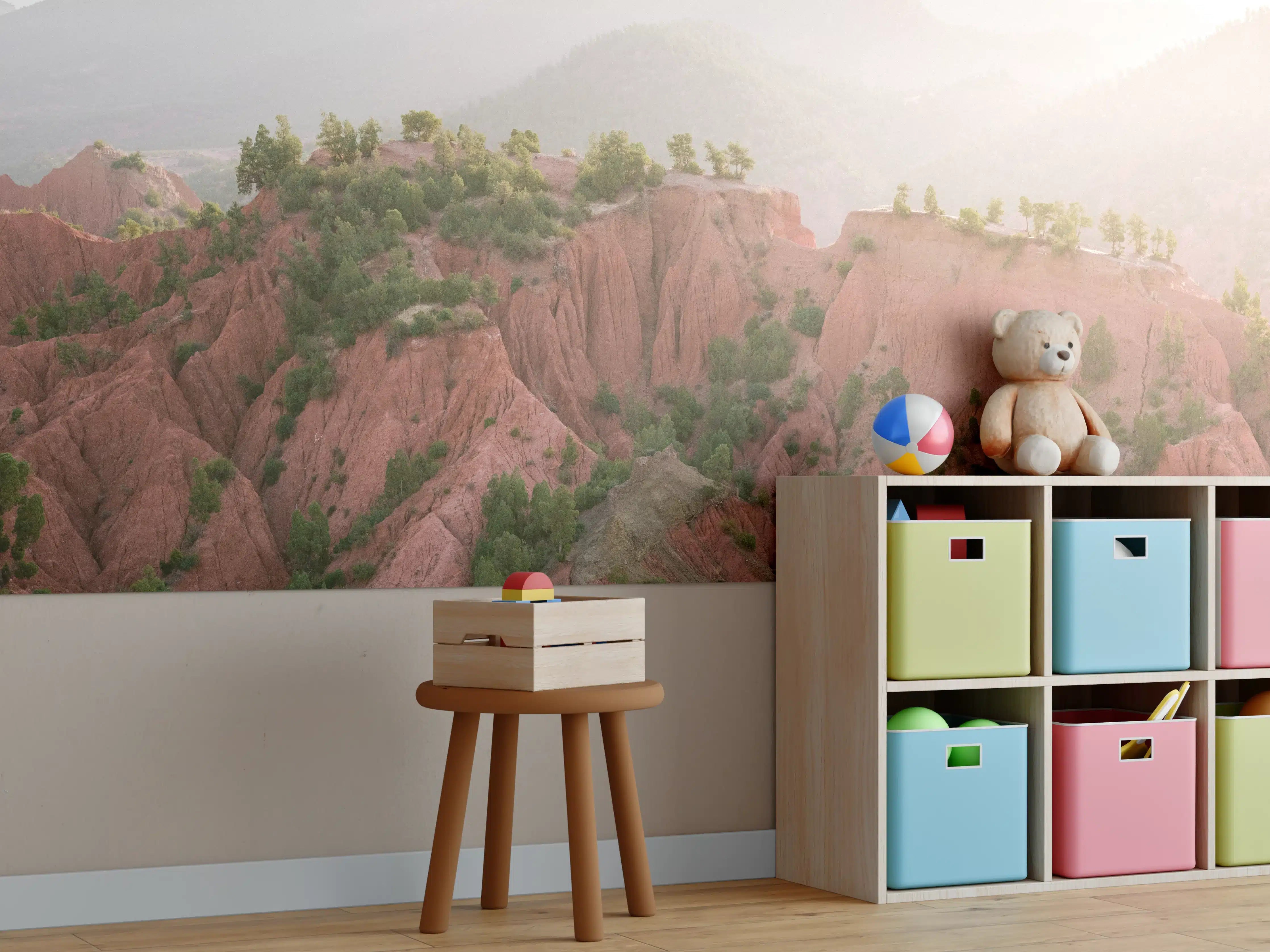 Kinderzimmer Wandgestaltung - Rötliche Berglandschaft im Sonnenlicht