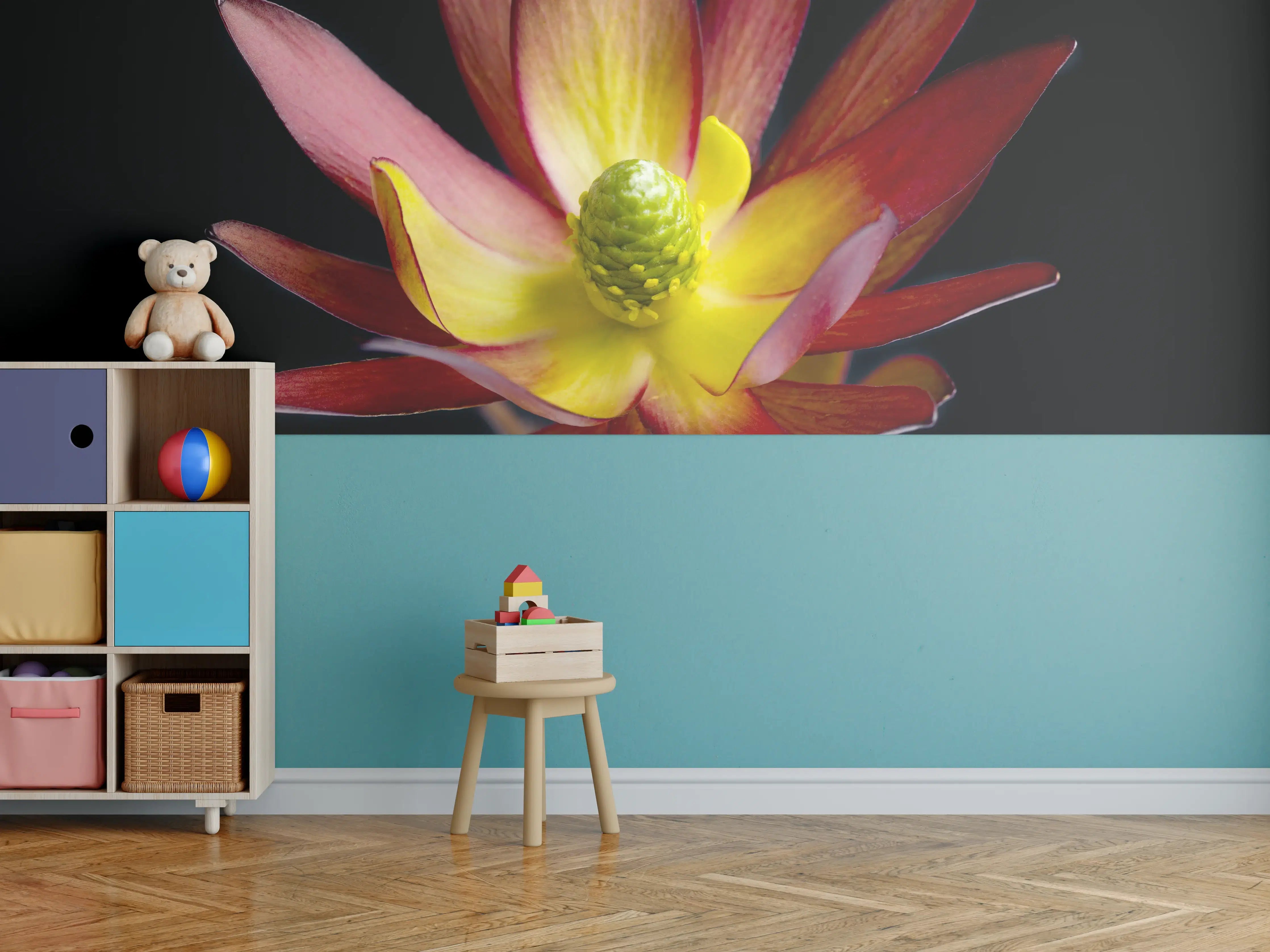 Kinderzimmer Wandgestaltung - Rötliche aufblühende Lotosblume