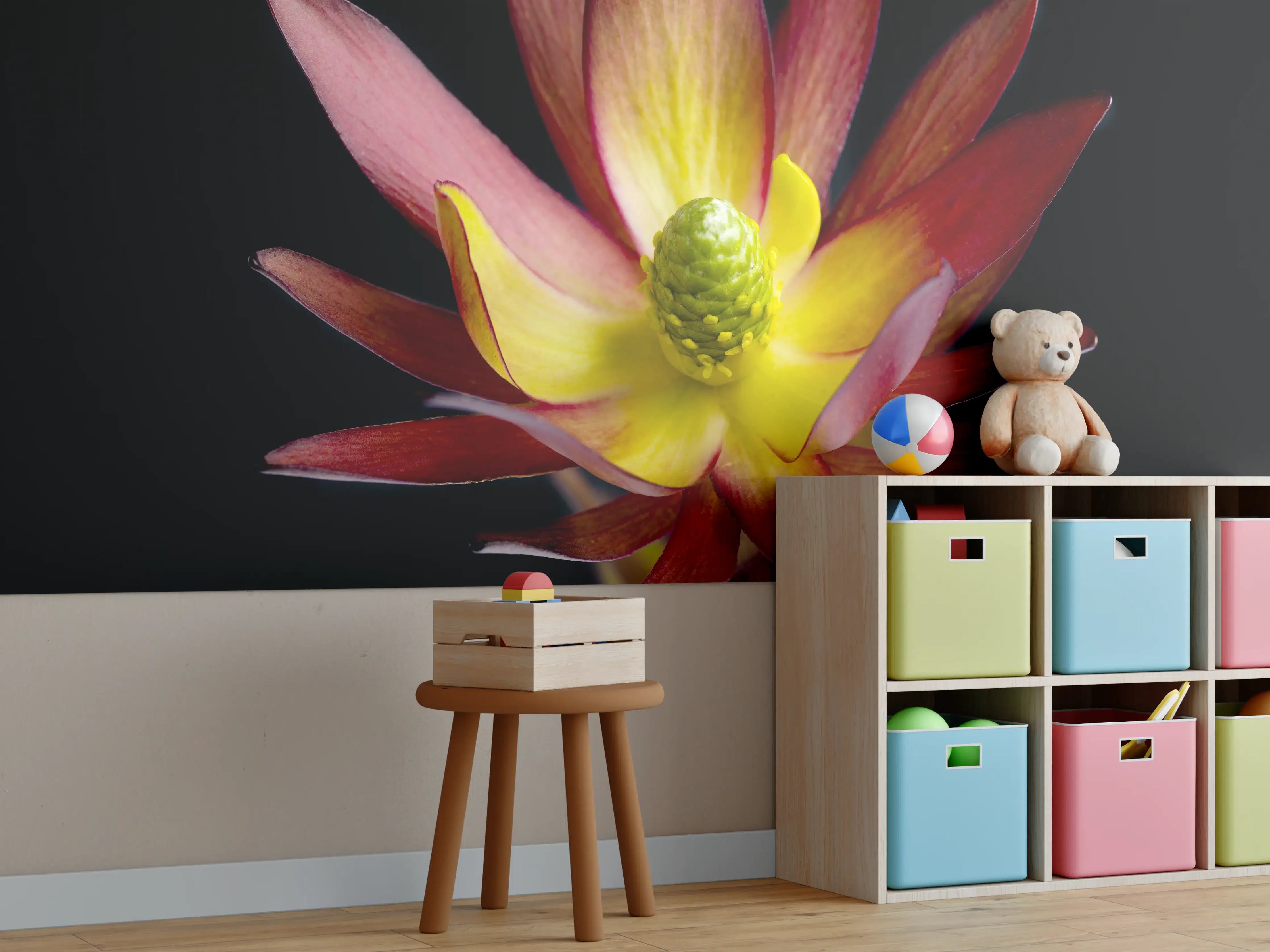 Kinderzimmer Wandgestaltung - Rötliche aufblühende Lotosblume