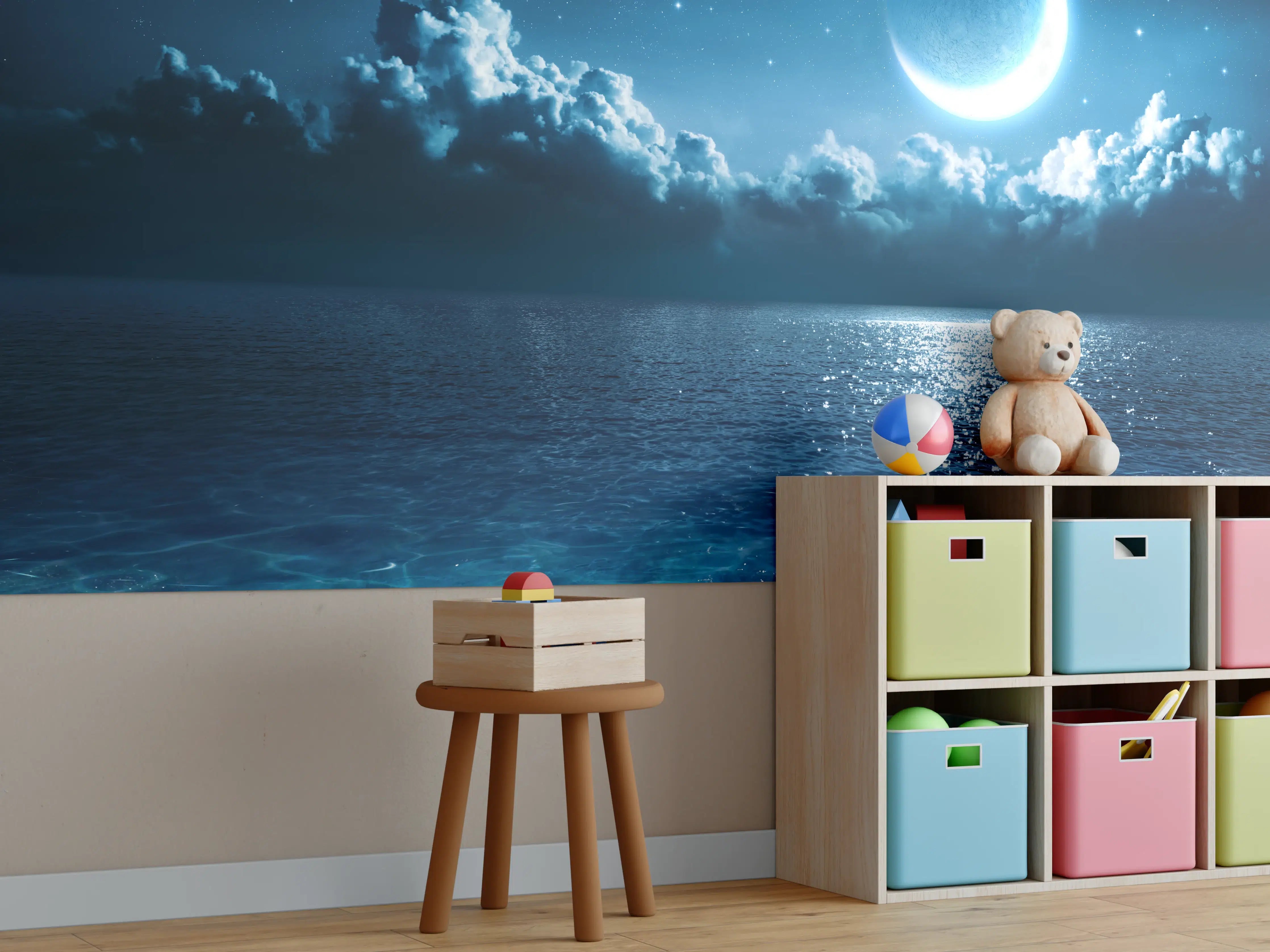 Kinderzimmer Wandgestaltung - Romantischer Mond - magische Nacht