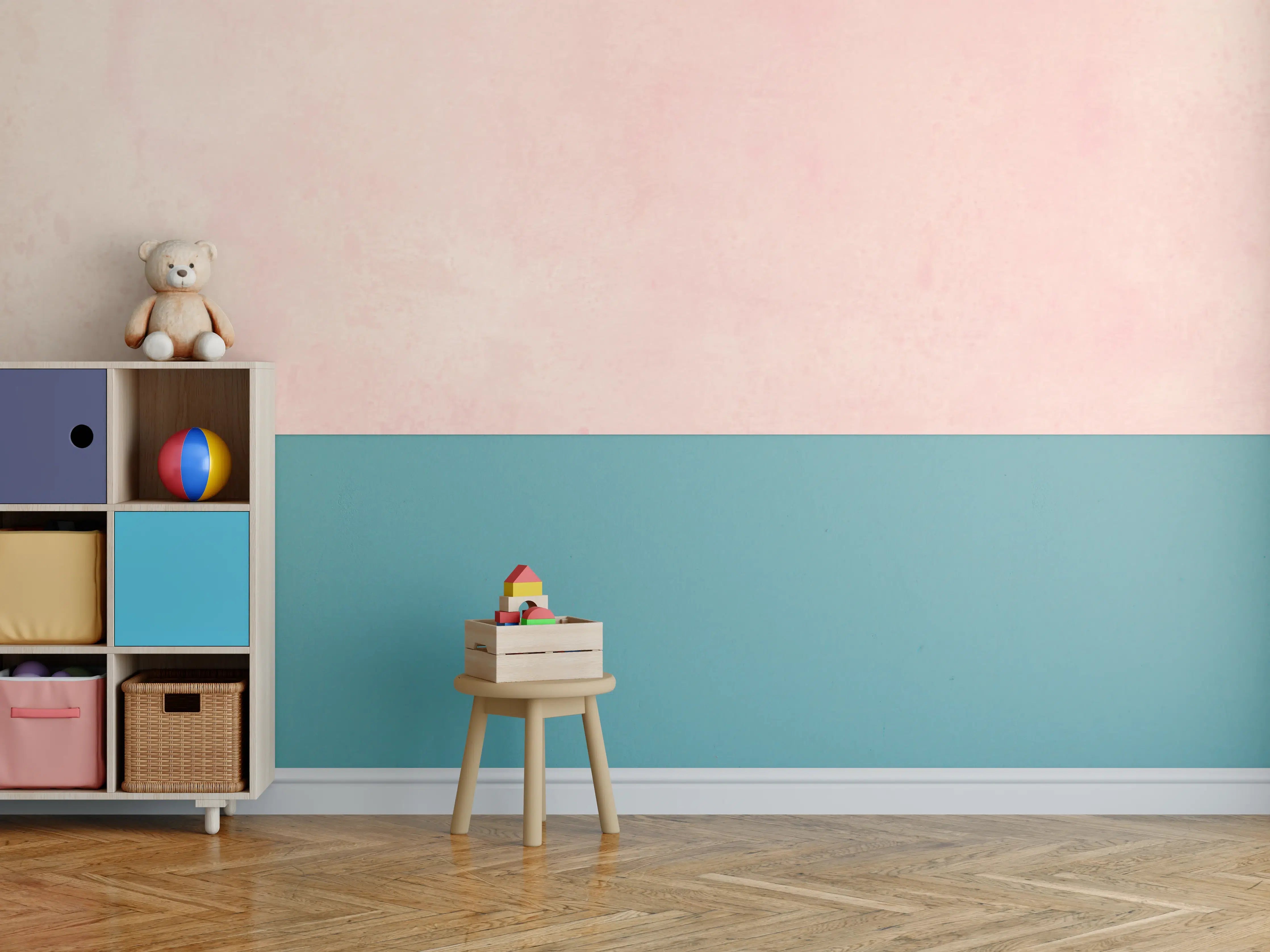 Kinderzimmer Wandgestaltung - Rosa Aquarell - Pastellfarben