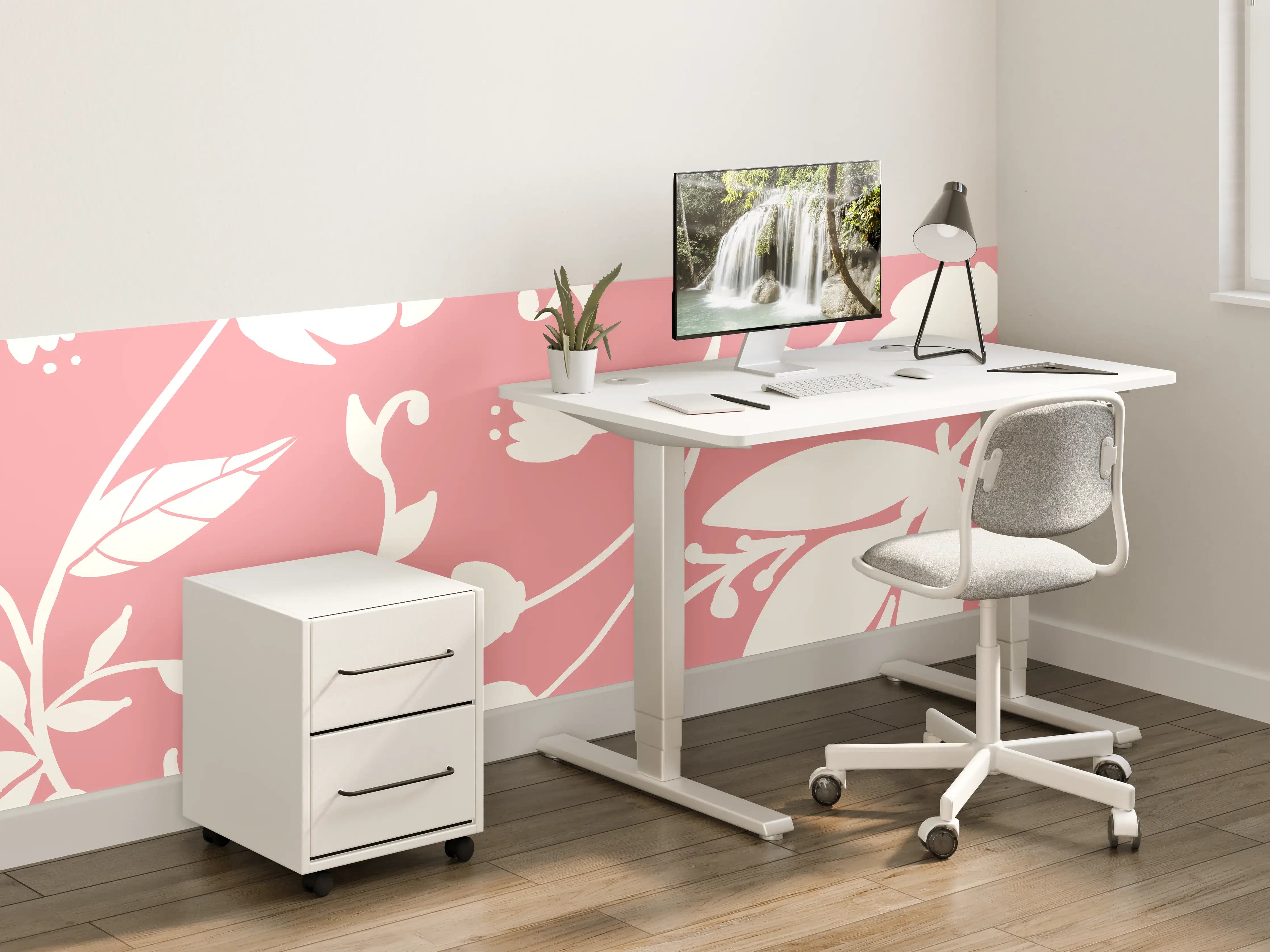 Kinderzimmer Wandgestaltung - Rosa Blütenmuster Wanddesign