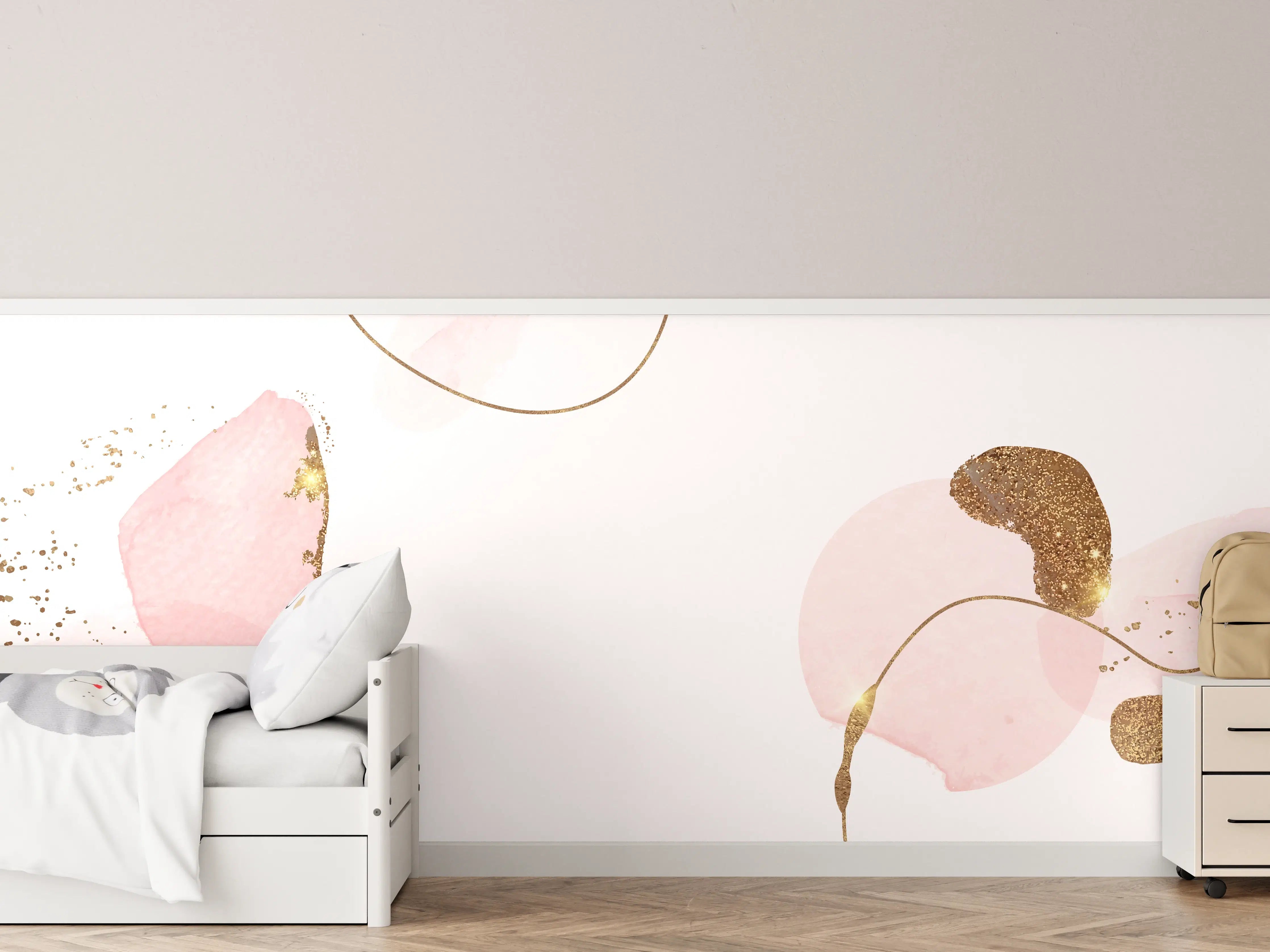 Kinderzimmer Wandgestaltung - Rosa Gold Akzent Muster