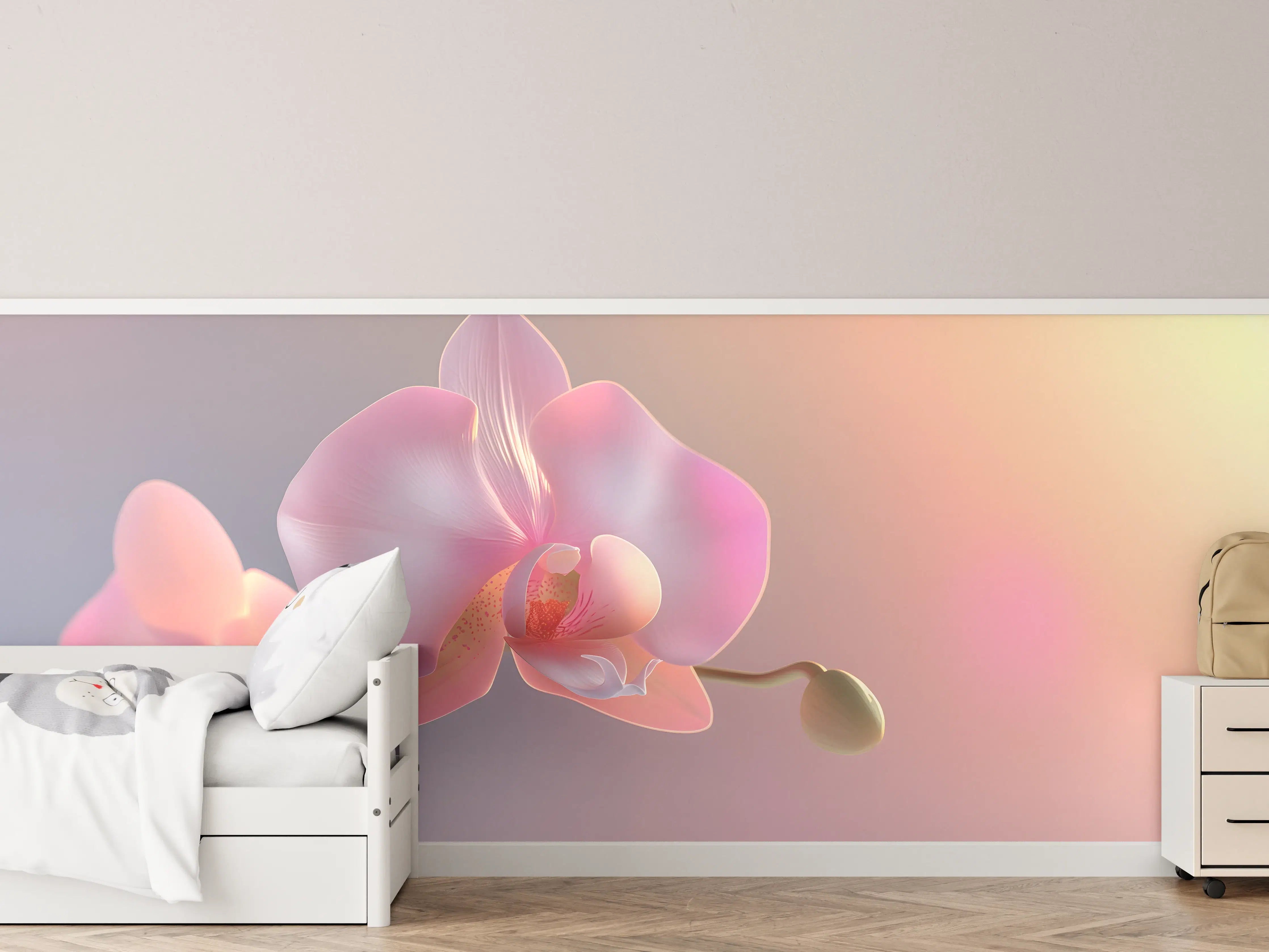 Kinderzimmer Wandgestaltung - Rosa Orchidee Pastellhintergrund