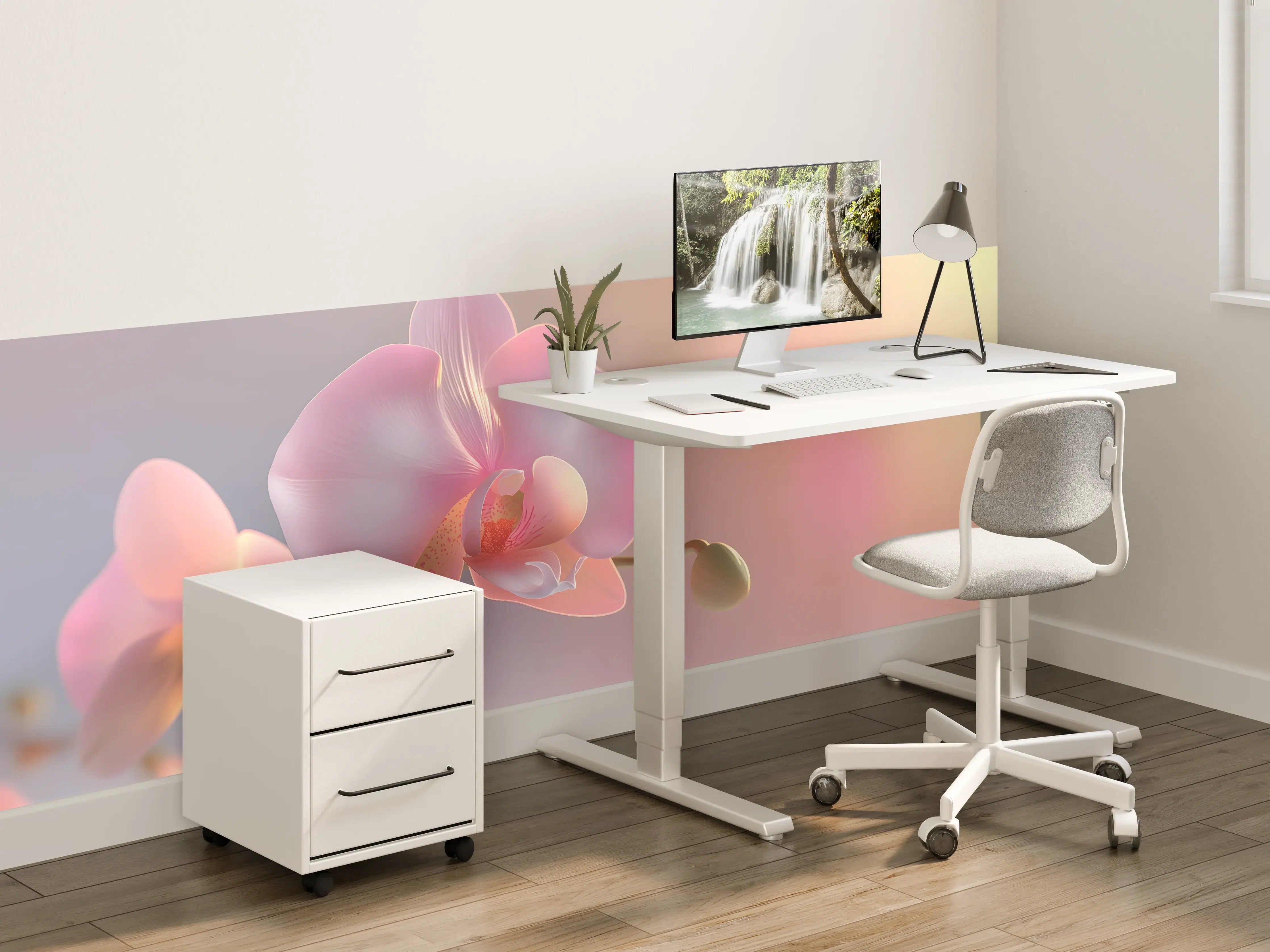 Kinderzimmer Wandgestaltung - Rosa Orchidee Pastellhintergrund