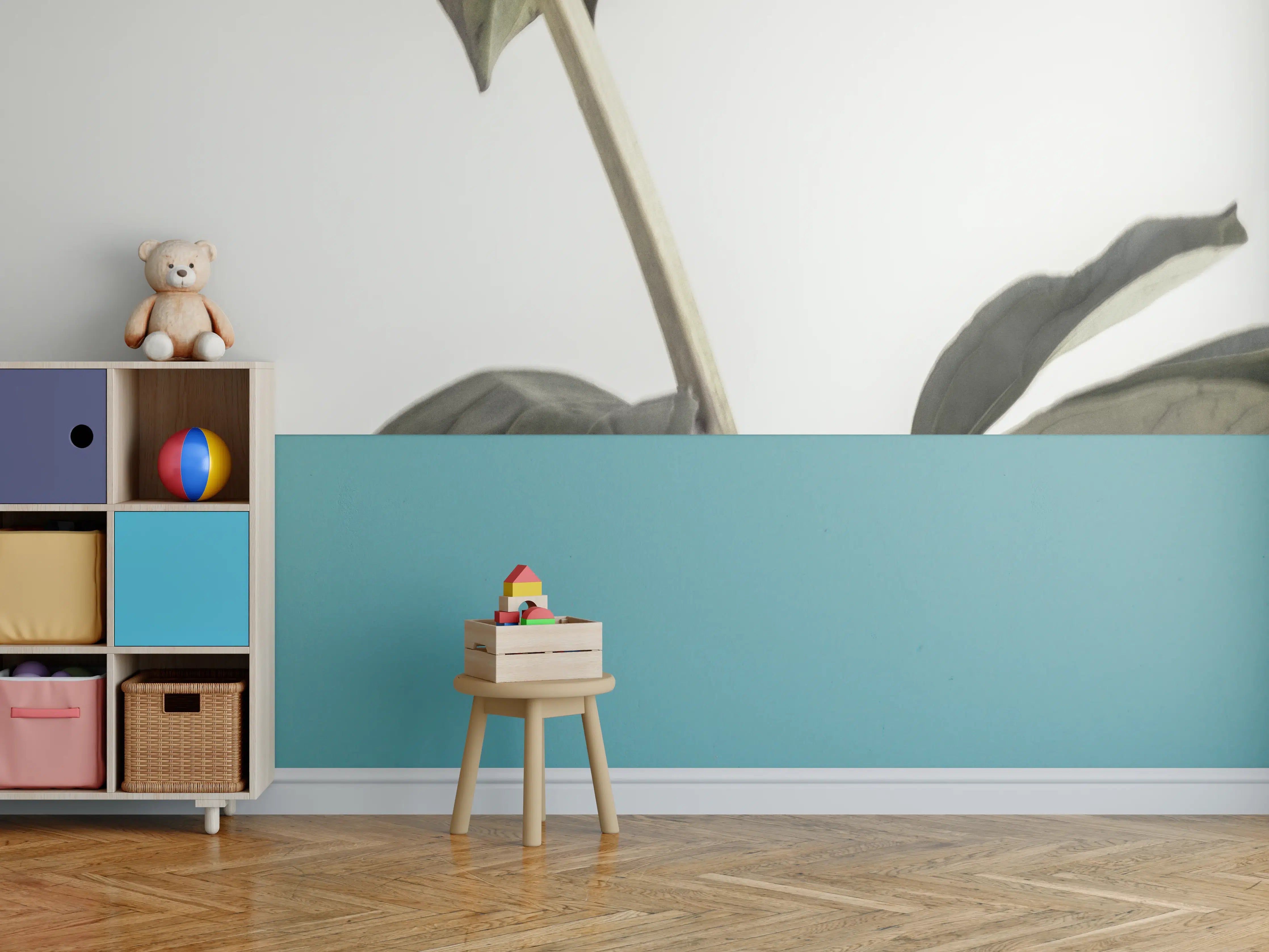 Kinderzimmer Wandgestaltung - Rosa Pfingstrose - Nahaufnahme 