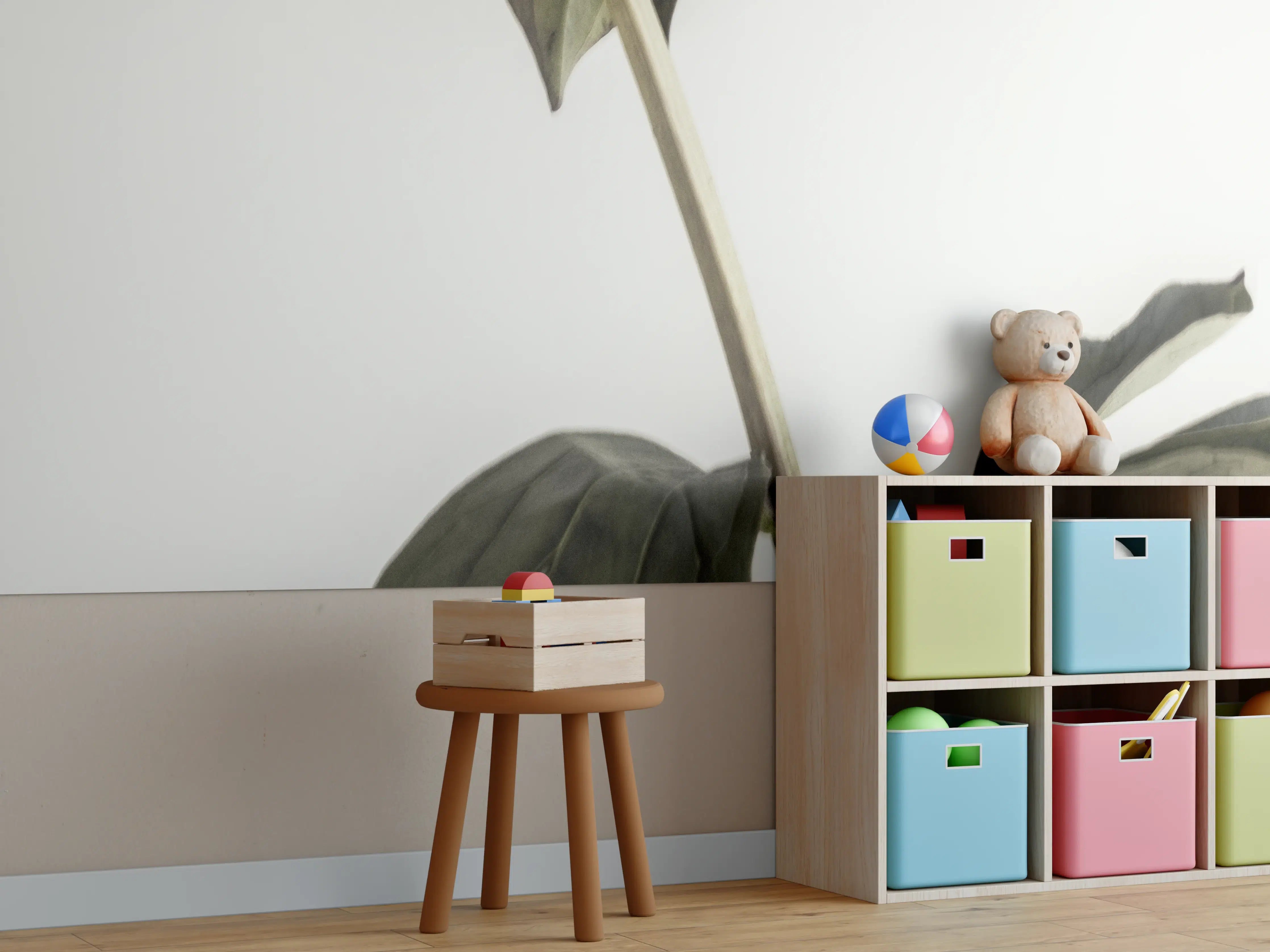 Kinderzimmer Wandgestaltung - Rosa Pfingstrose - Nahaufnahme 
