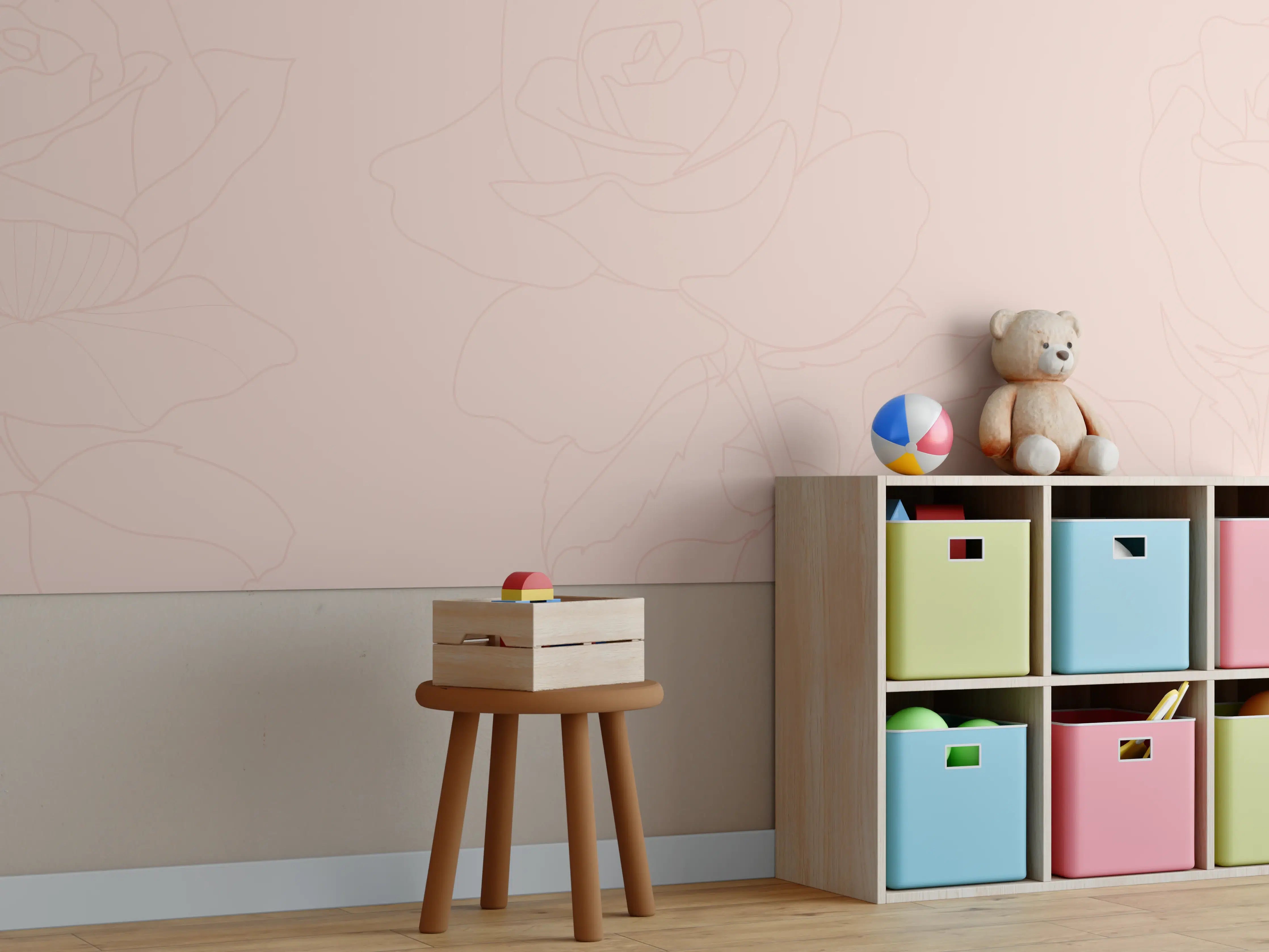 Kinderzimmer Wandgestaltung - Rosa Rosen