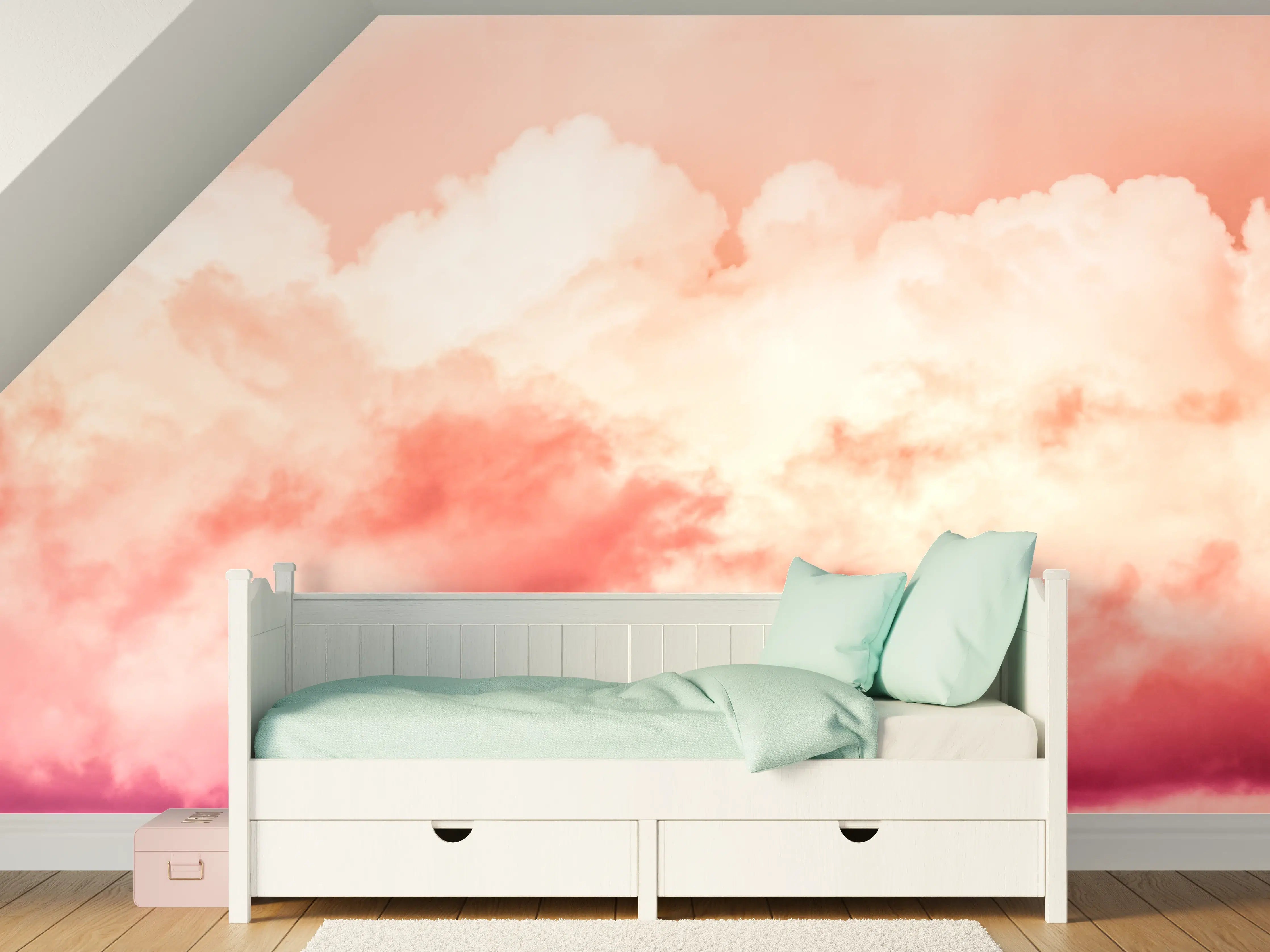 Kinderzimmer Wandgestaltung - Rosa Wolkenhimmel