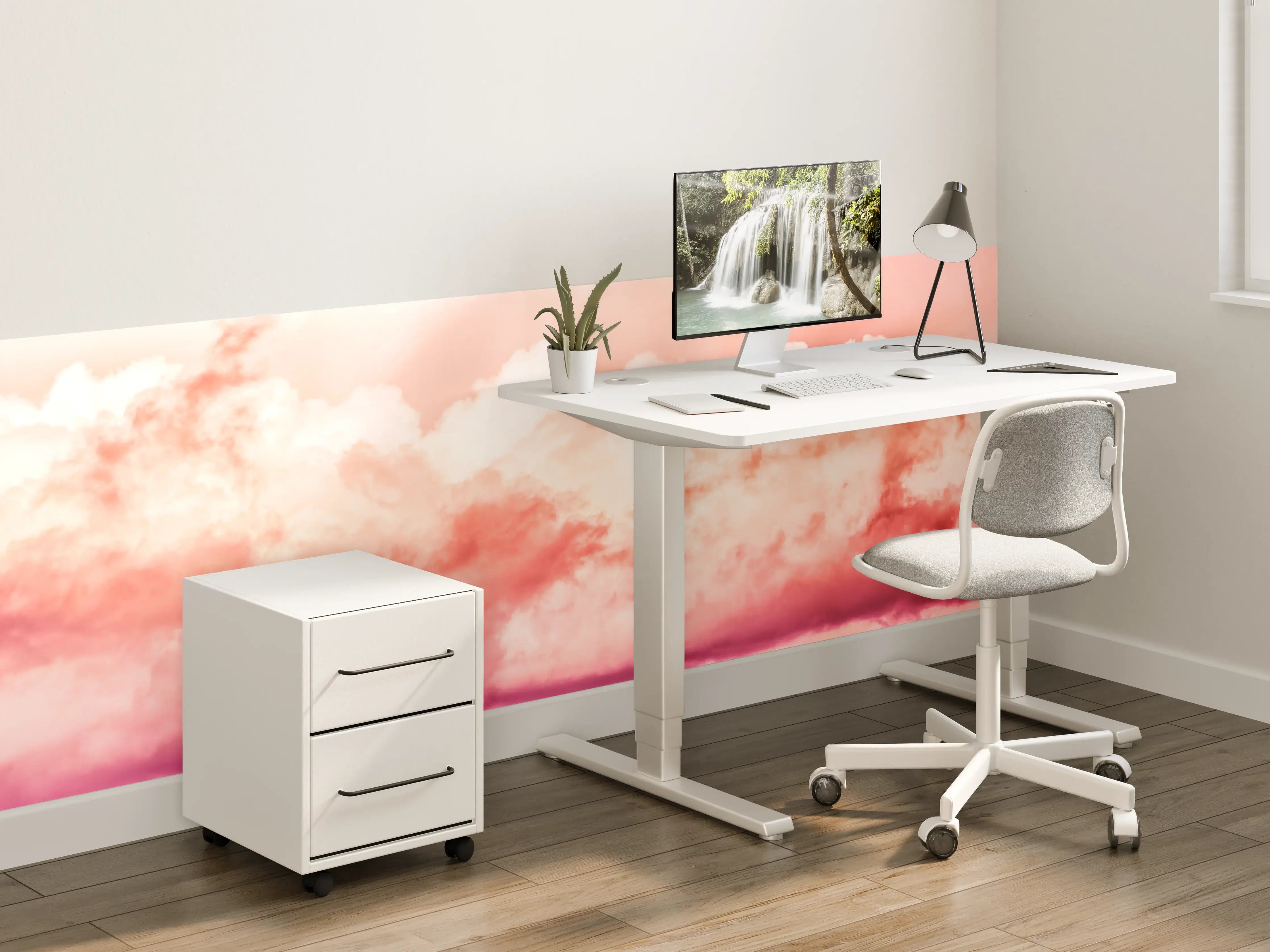 Kinderzimmer Wandgestaltung - Rosa Wolkenhimmel