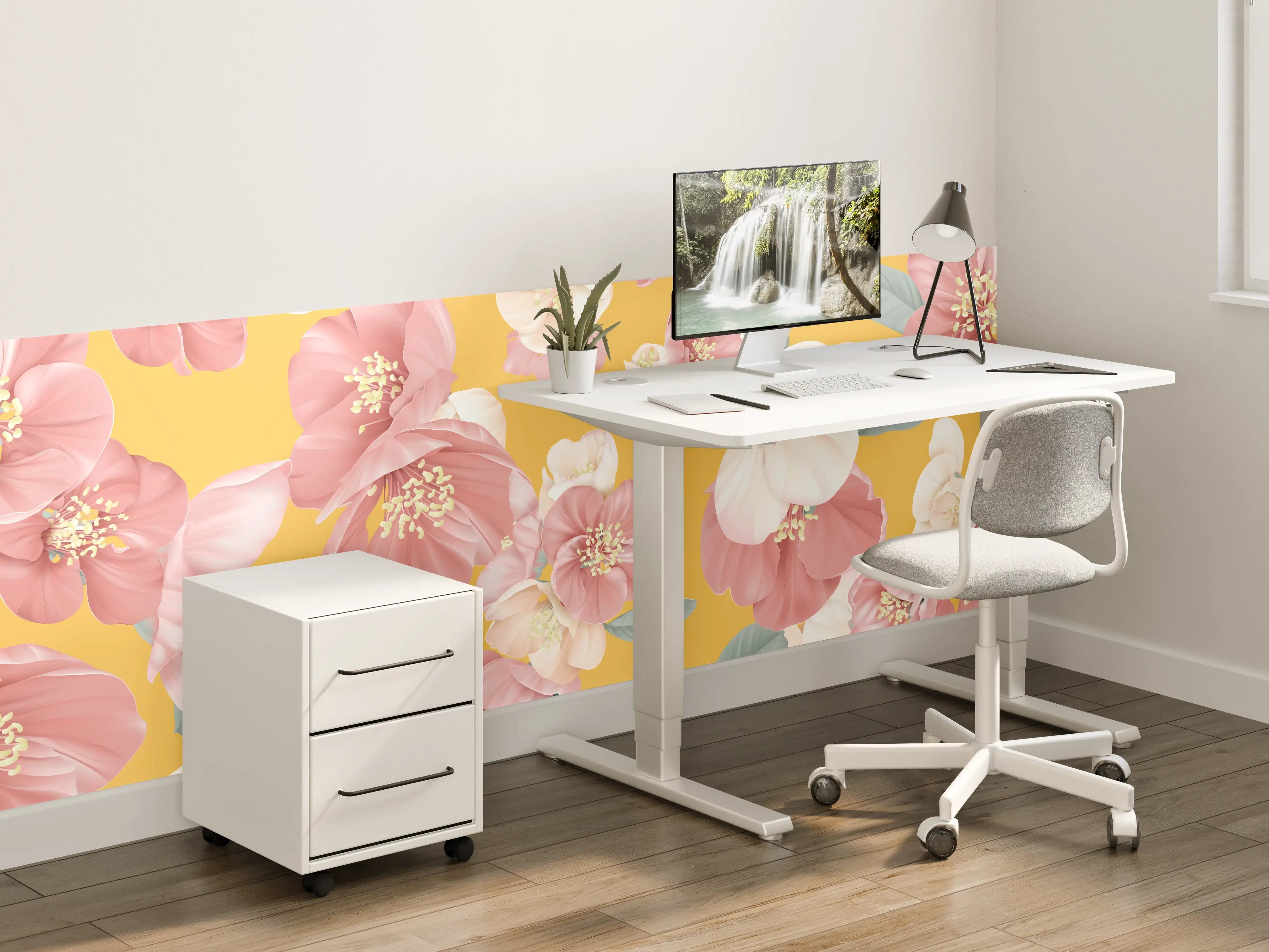 Kinderzimmer Wandgestaltung - Rosa-weiße Blüten
