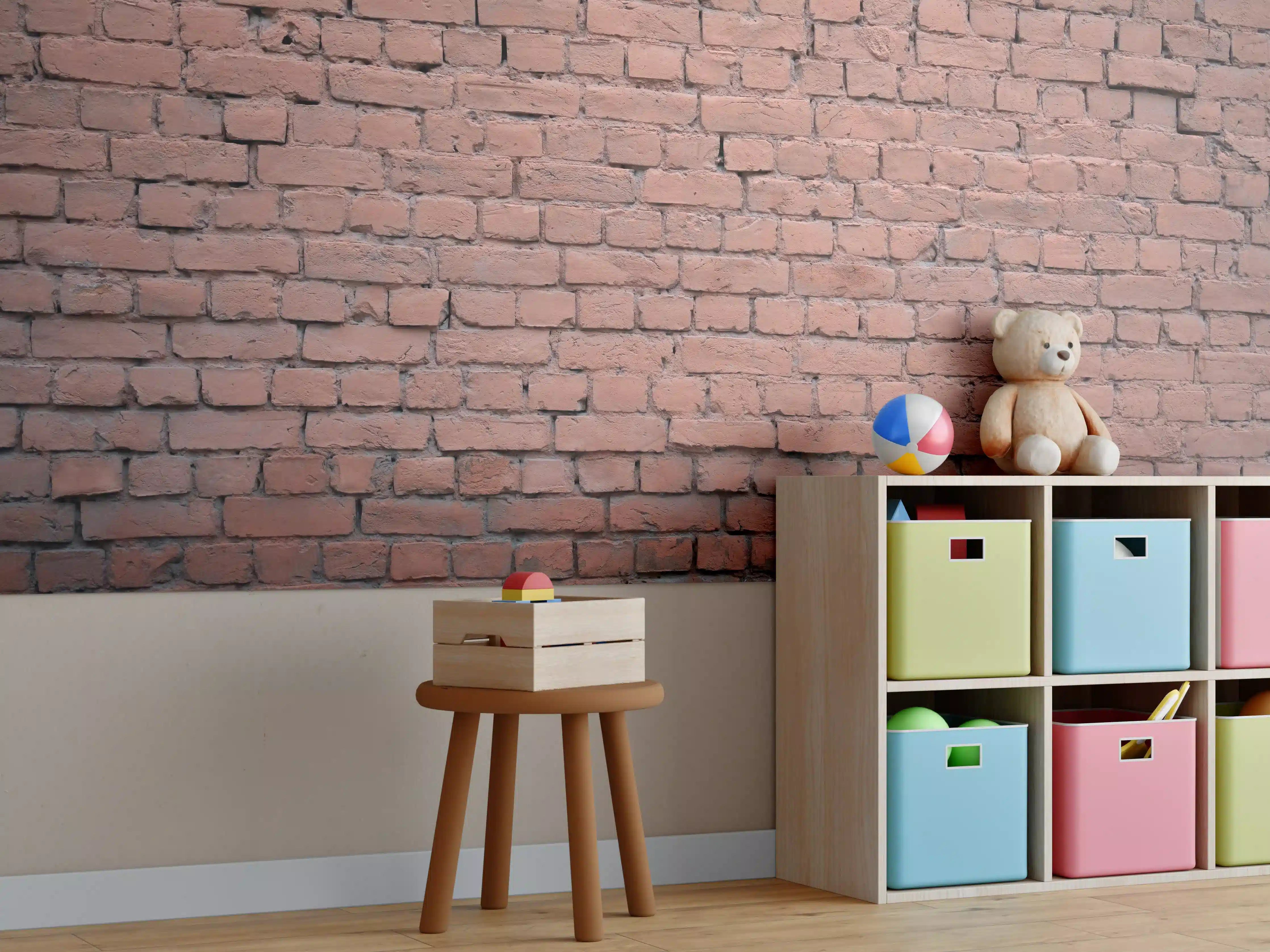 Kinderzimmer Wandgestaltung - Rosafarbige Ziegelwandoberfläche