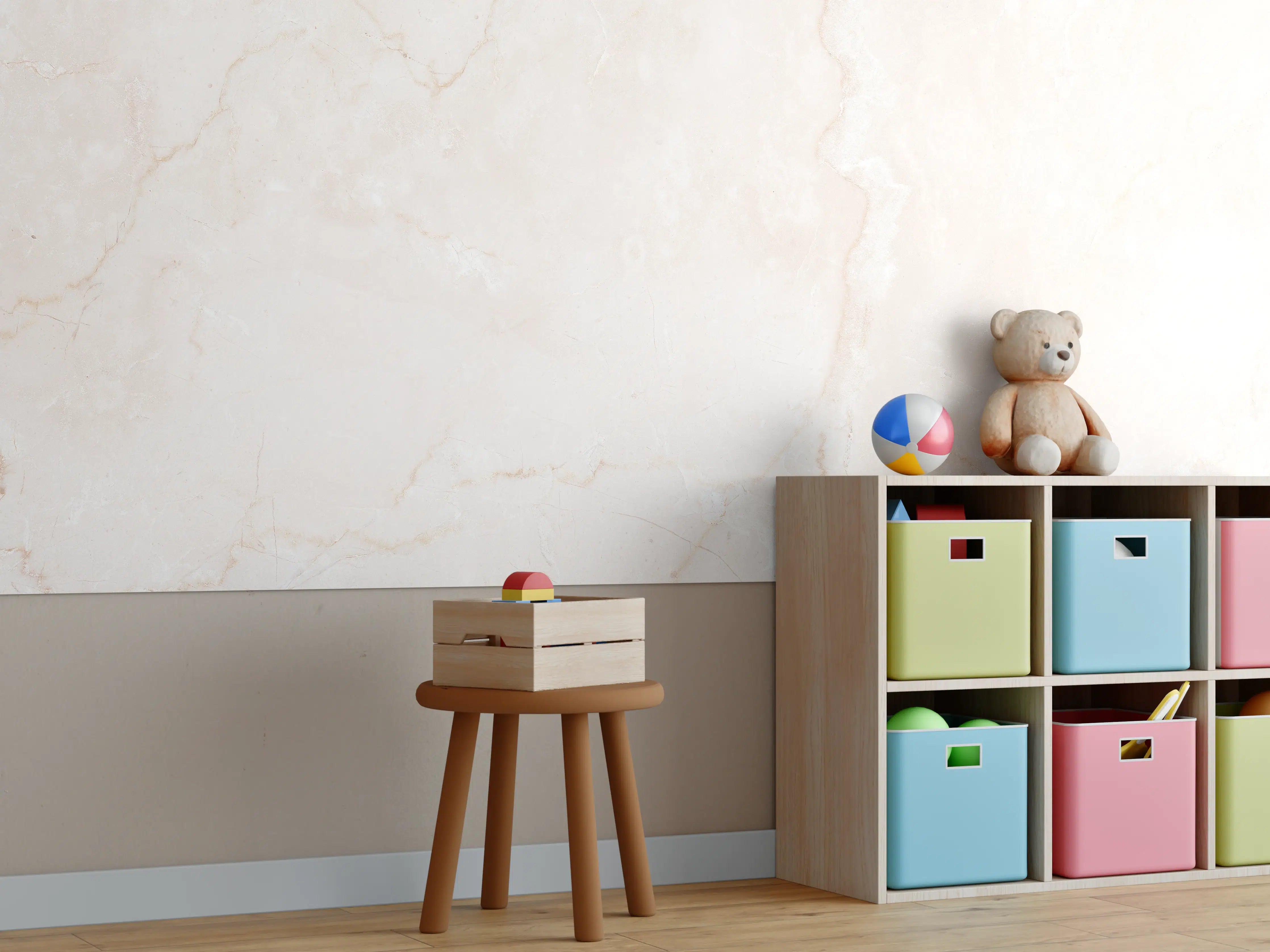 Kinderzimmer Wandgestaltung - Rosafarbige moderne Marmortextur