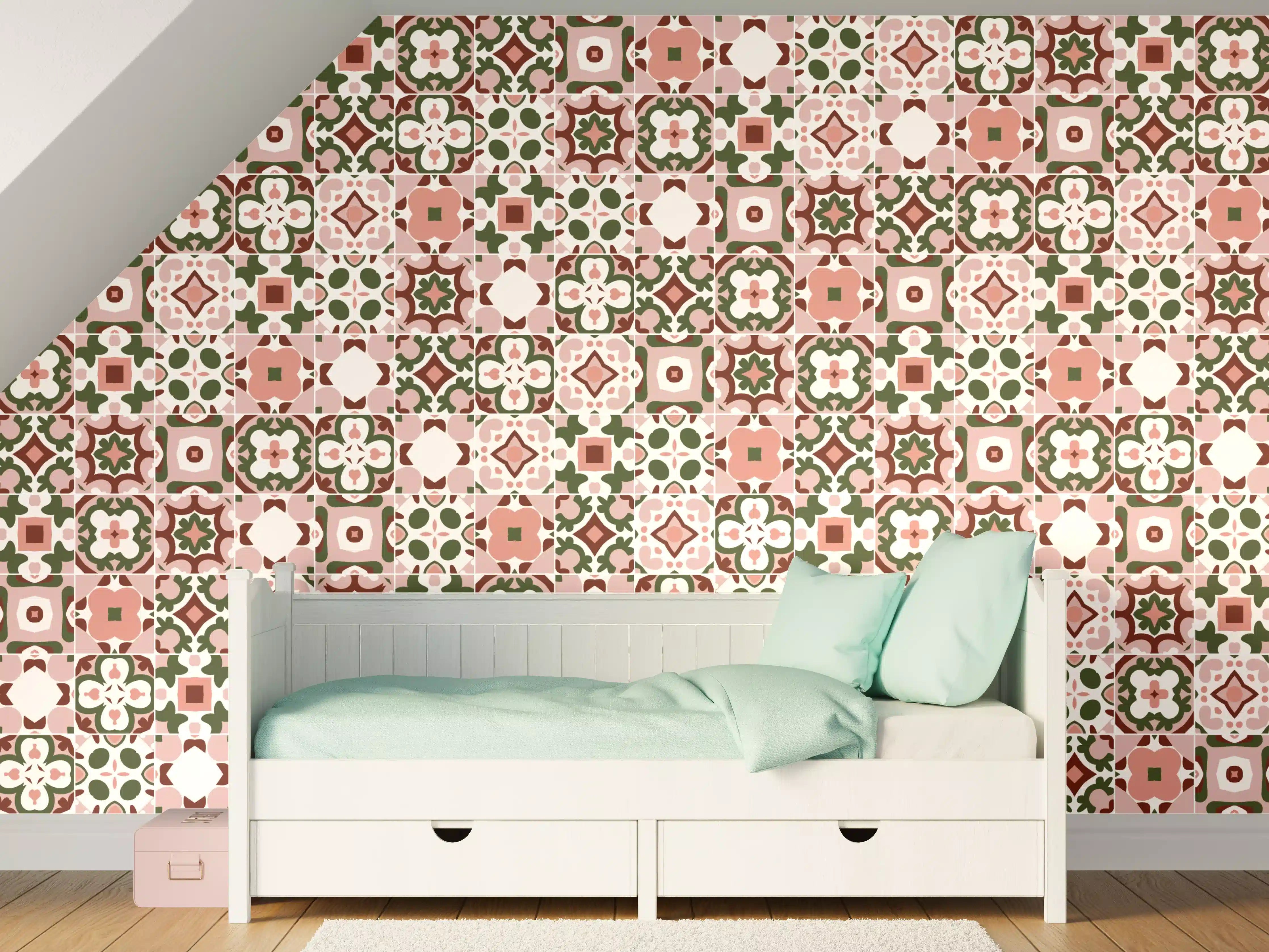 Kinderzimmer Wandgestaltung - Rosé-Goldenes Mosaikmuster