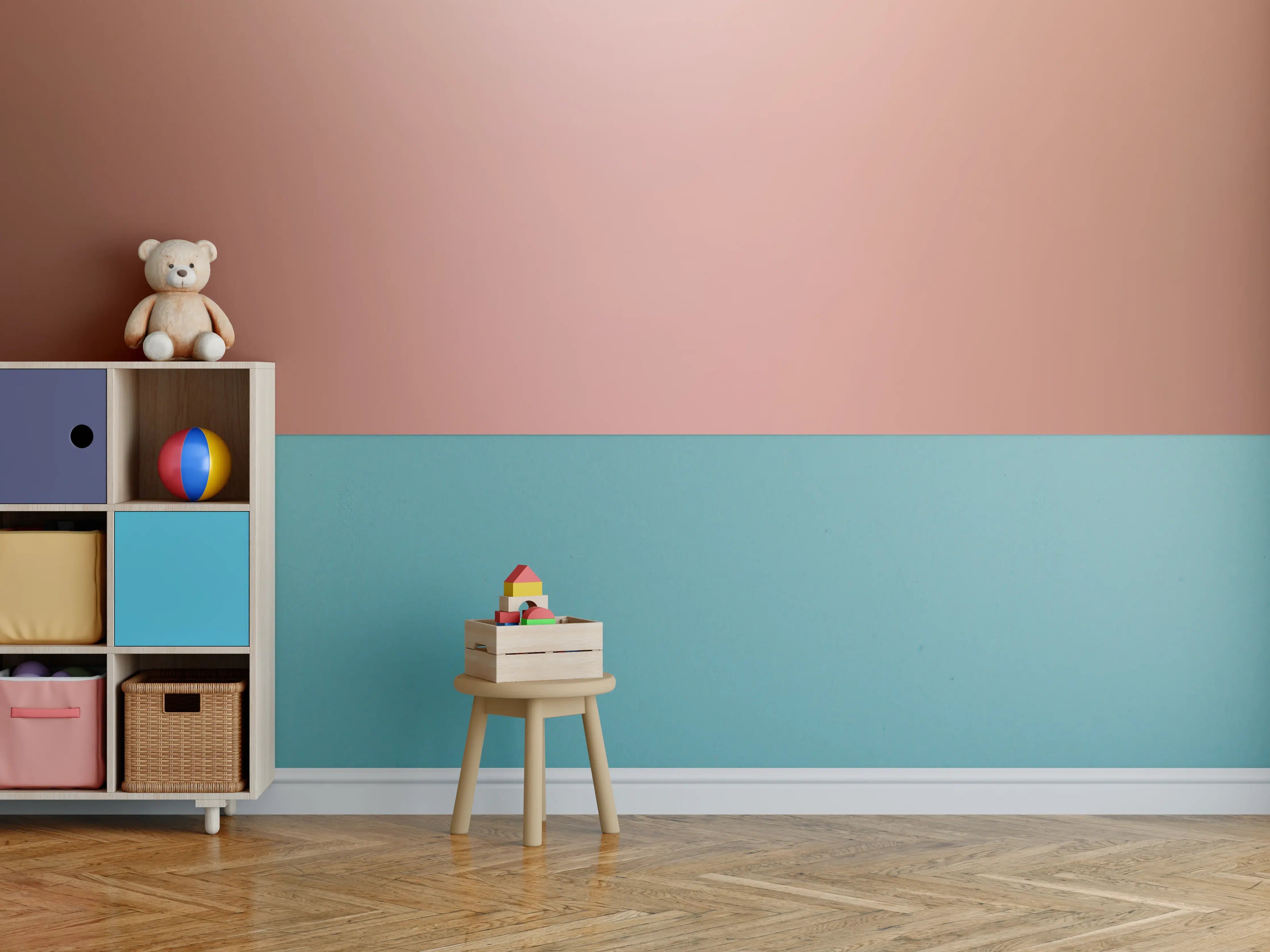 Kinderzimmer Wandgestaltung - Rosegold Farbverlauf Hintergrund