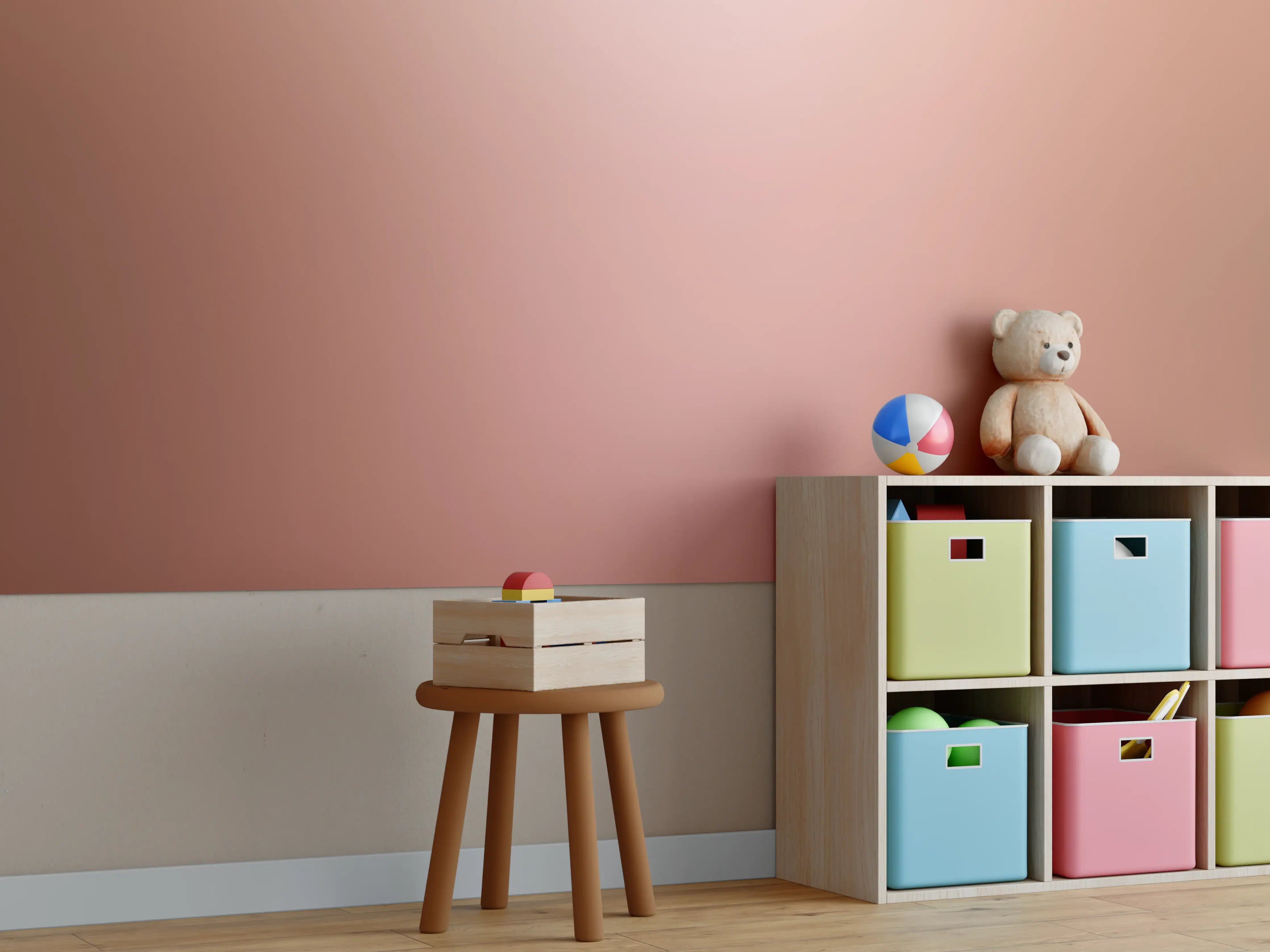 Kinderzimmer Wandgestaltung - Rosegold Farbverlauf Hintergrund