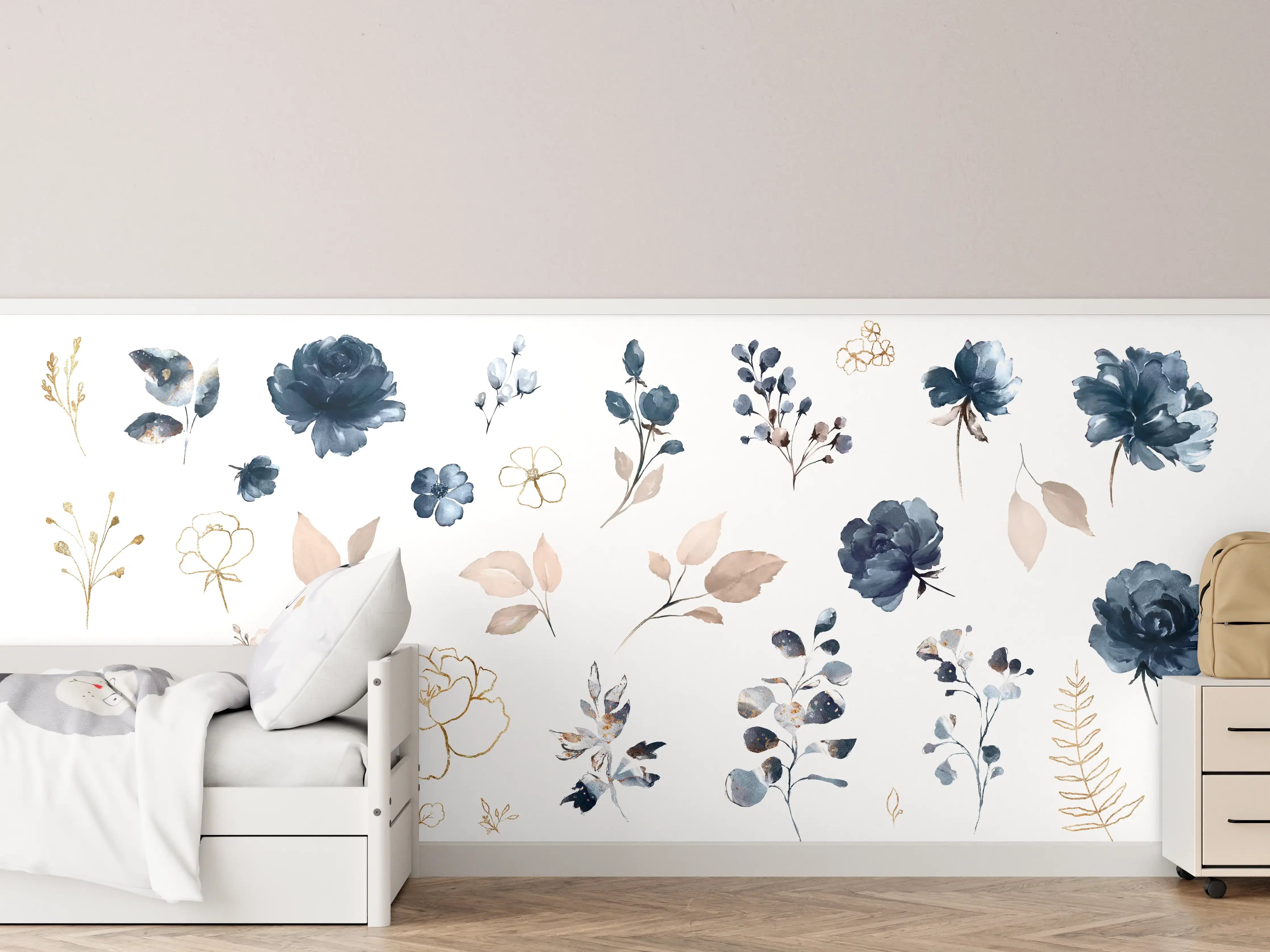 Kinderzimmer Wandgestaltung - Rosen im Aquarell-Design