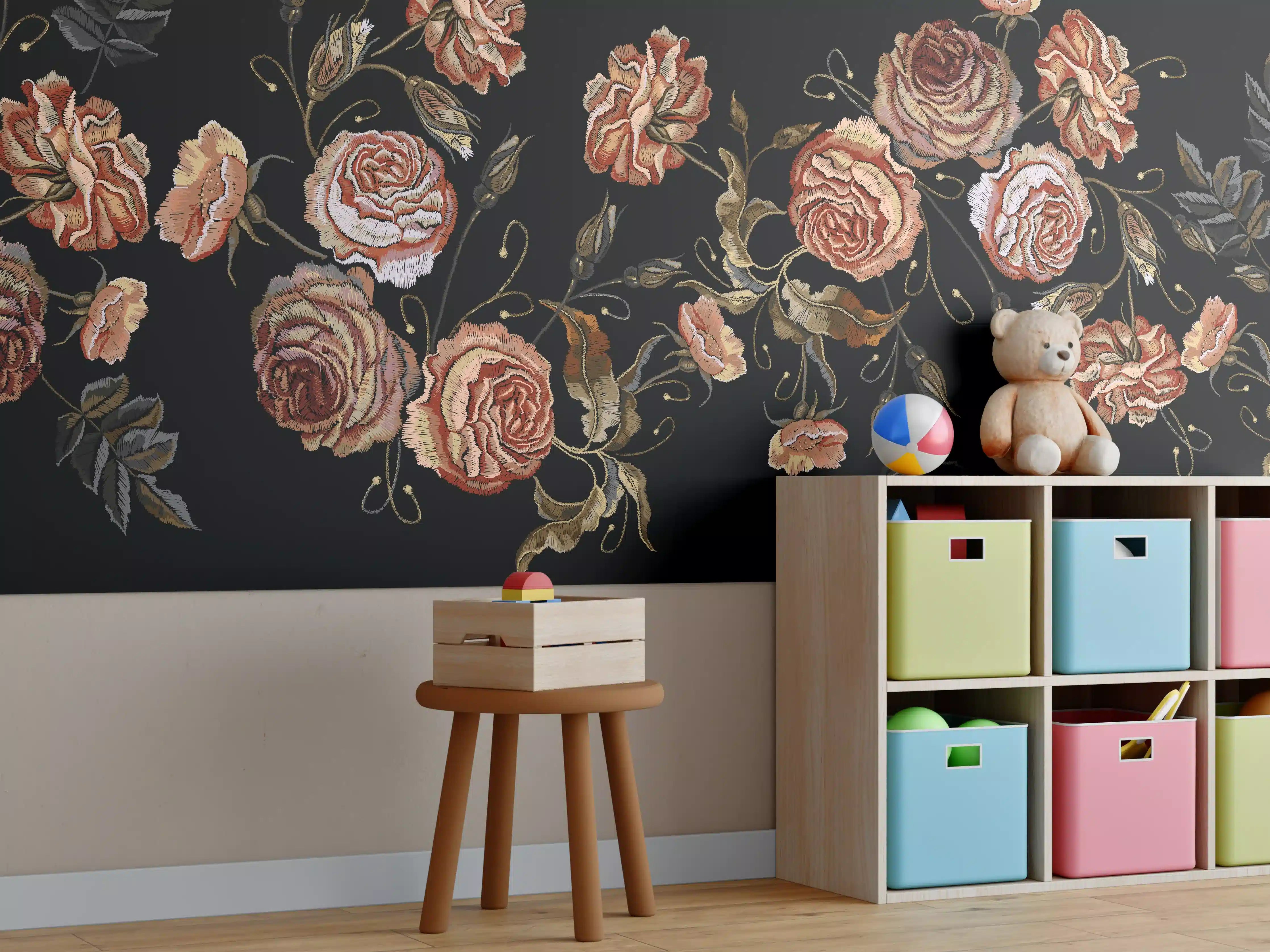 Kinderzimmer Wandgestaltung - Rosen in der Dunkelheit