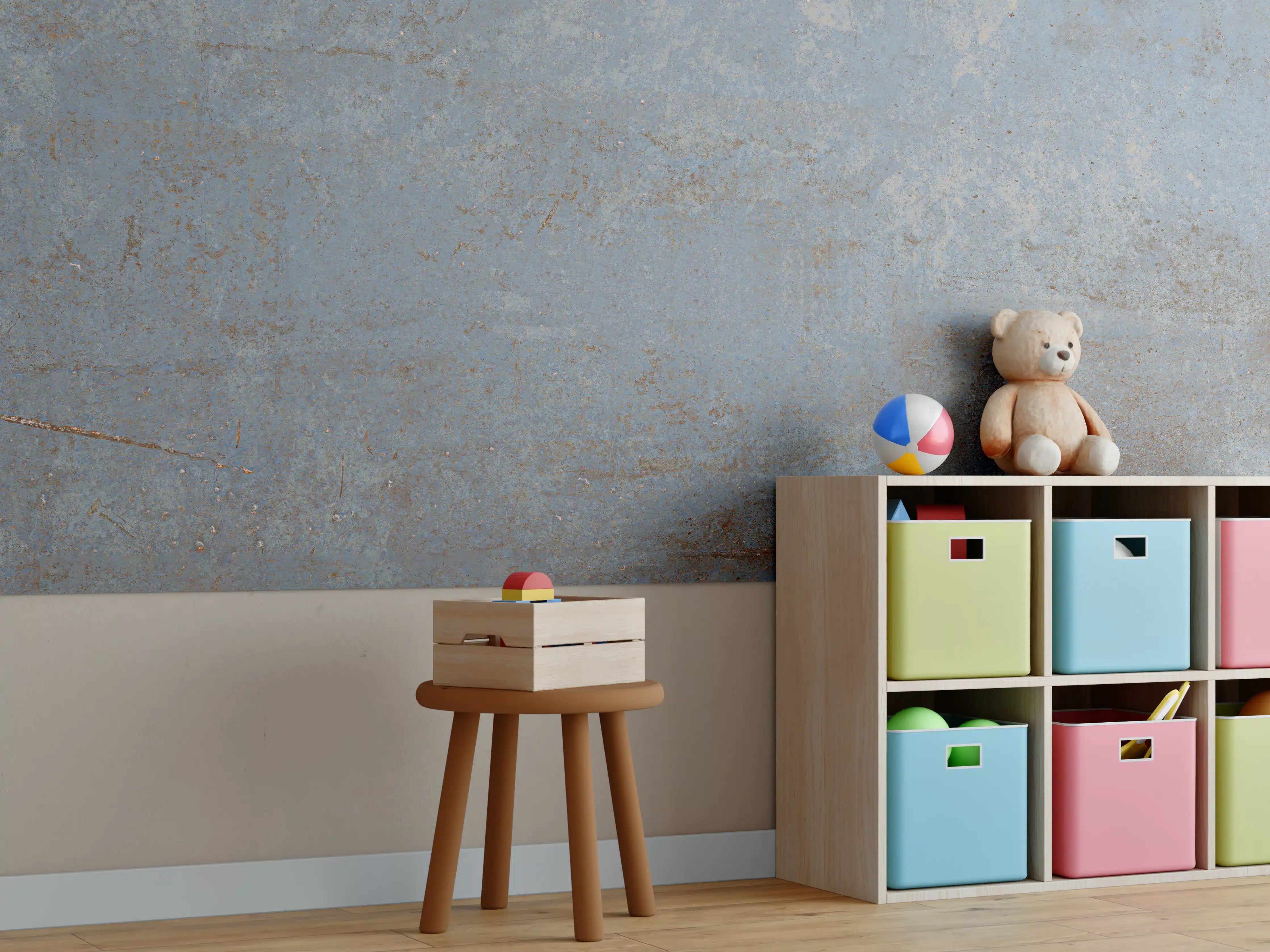 Kinderzimmer Wandgestaltung - Rostiger Marmor aus Zement Textur