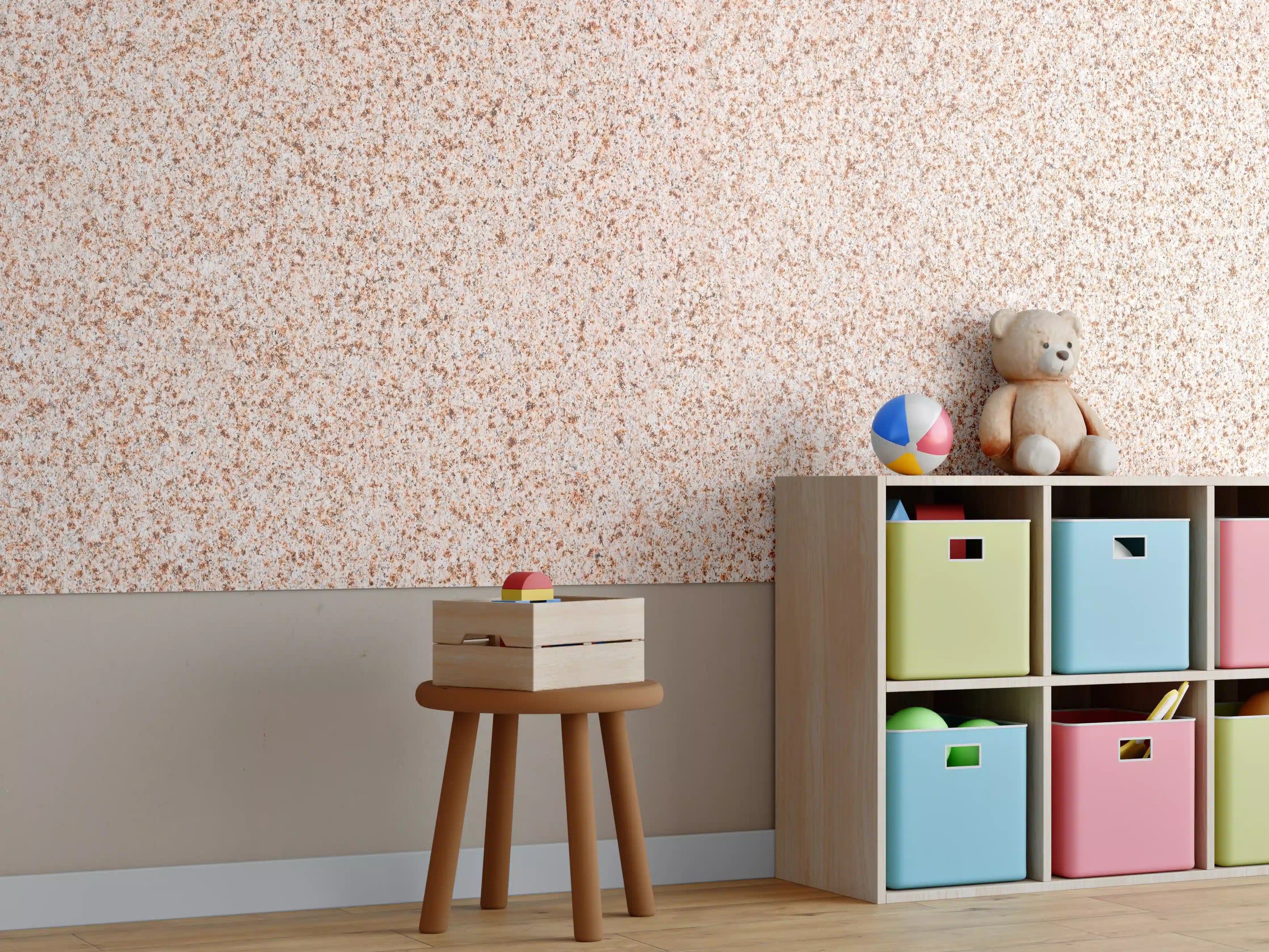 Kinderzimmer Wandgestaltung - Rot-Weißer Granitstein