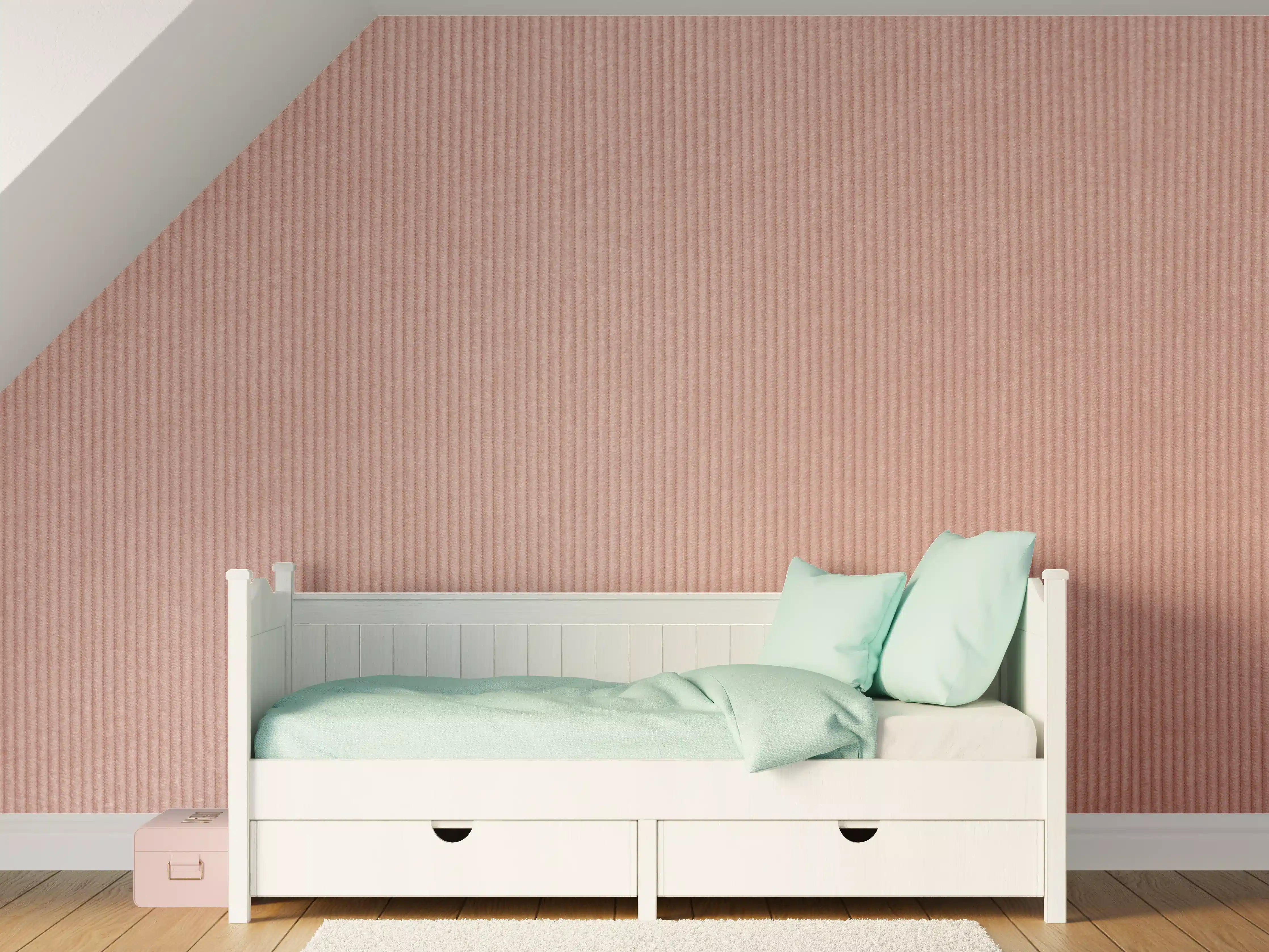 Kinderzimmer Wandgestaltung - Rotbraunes Kord Textil