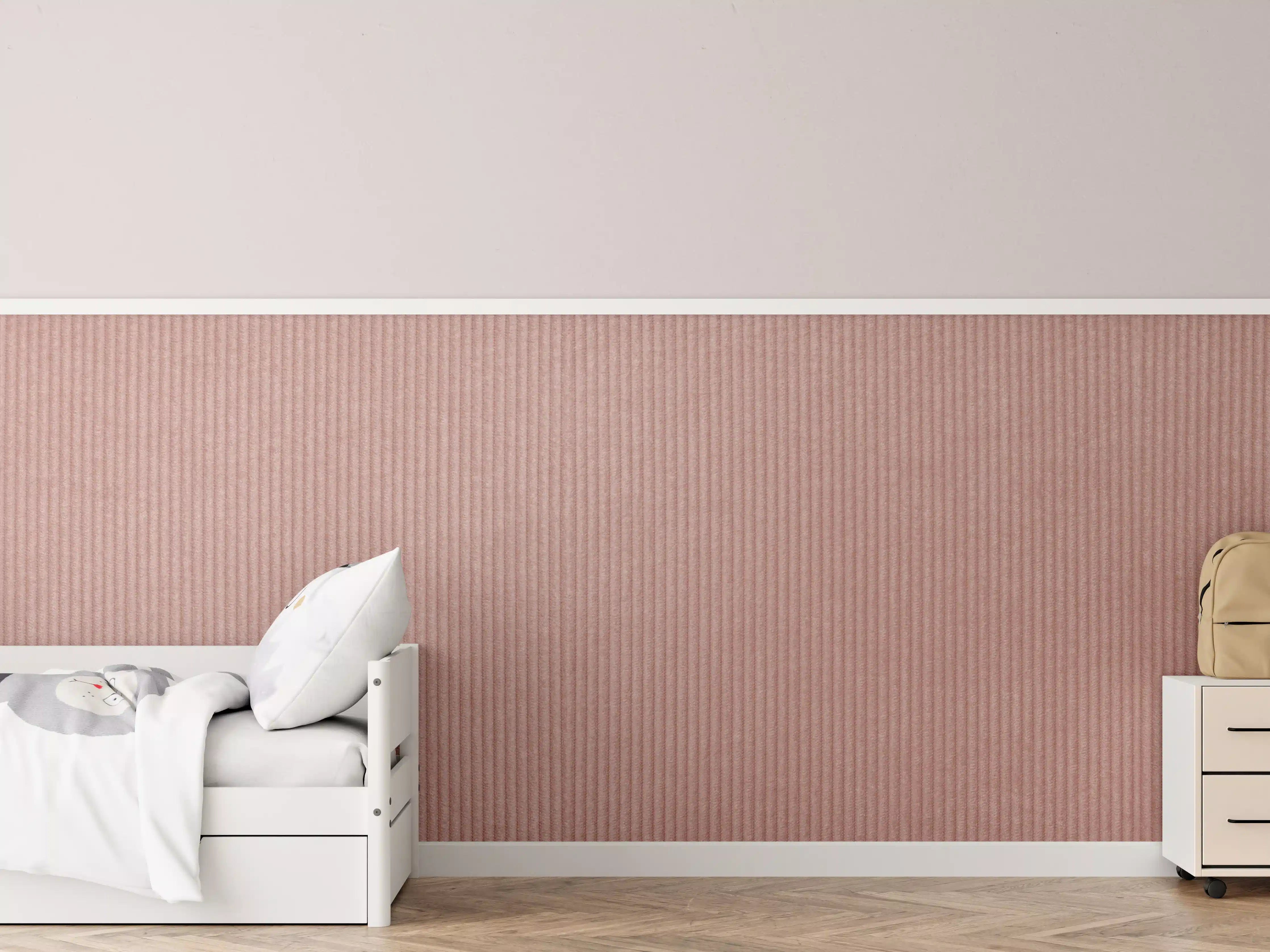 Kinderzimmer Wandgestaltung - Rotbraunes Kord Textil