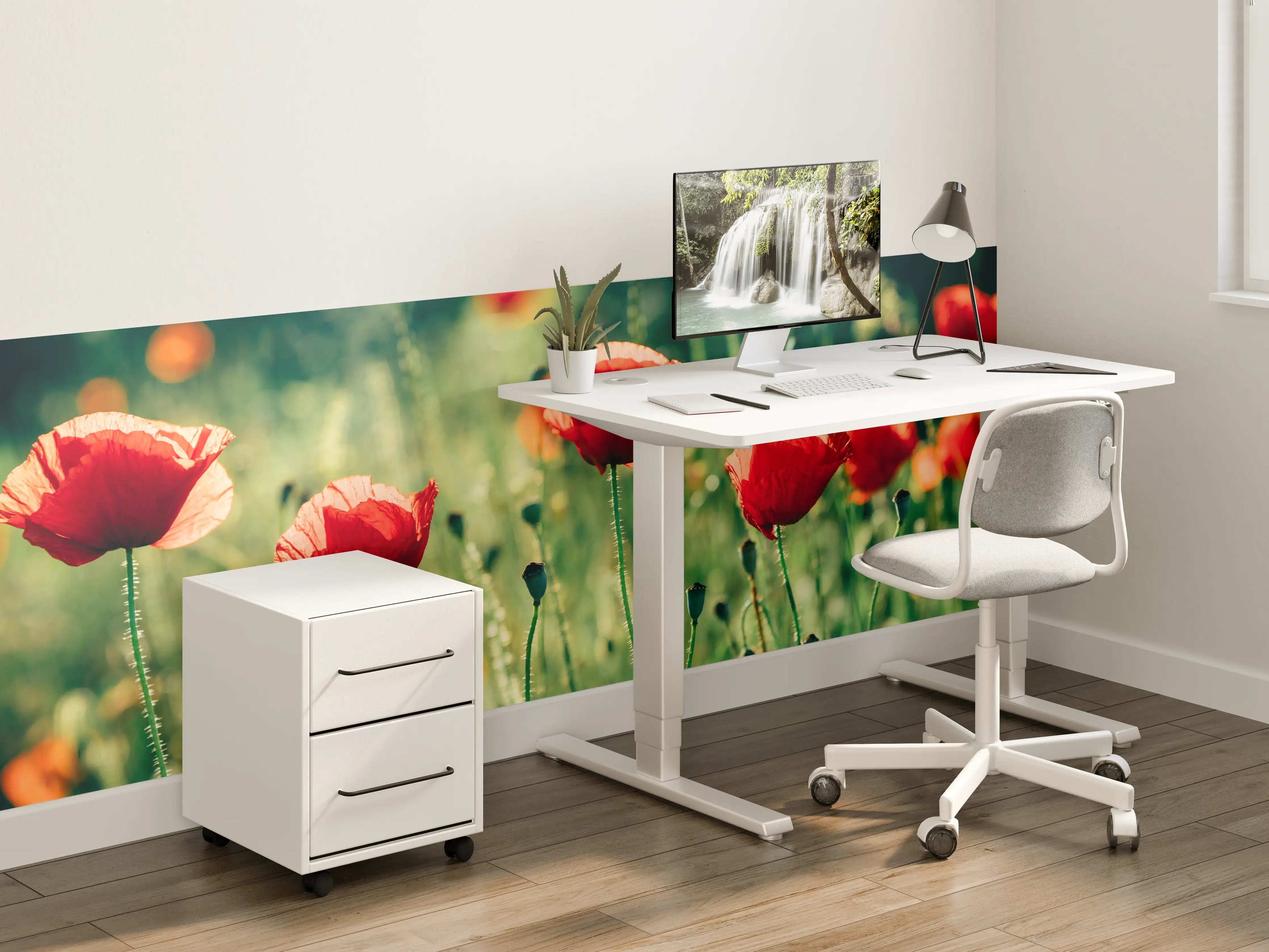 Kinderzimmer Wandgestaltung - Rote Mohnblumen Sommerwiese