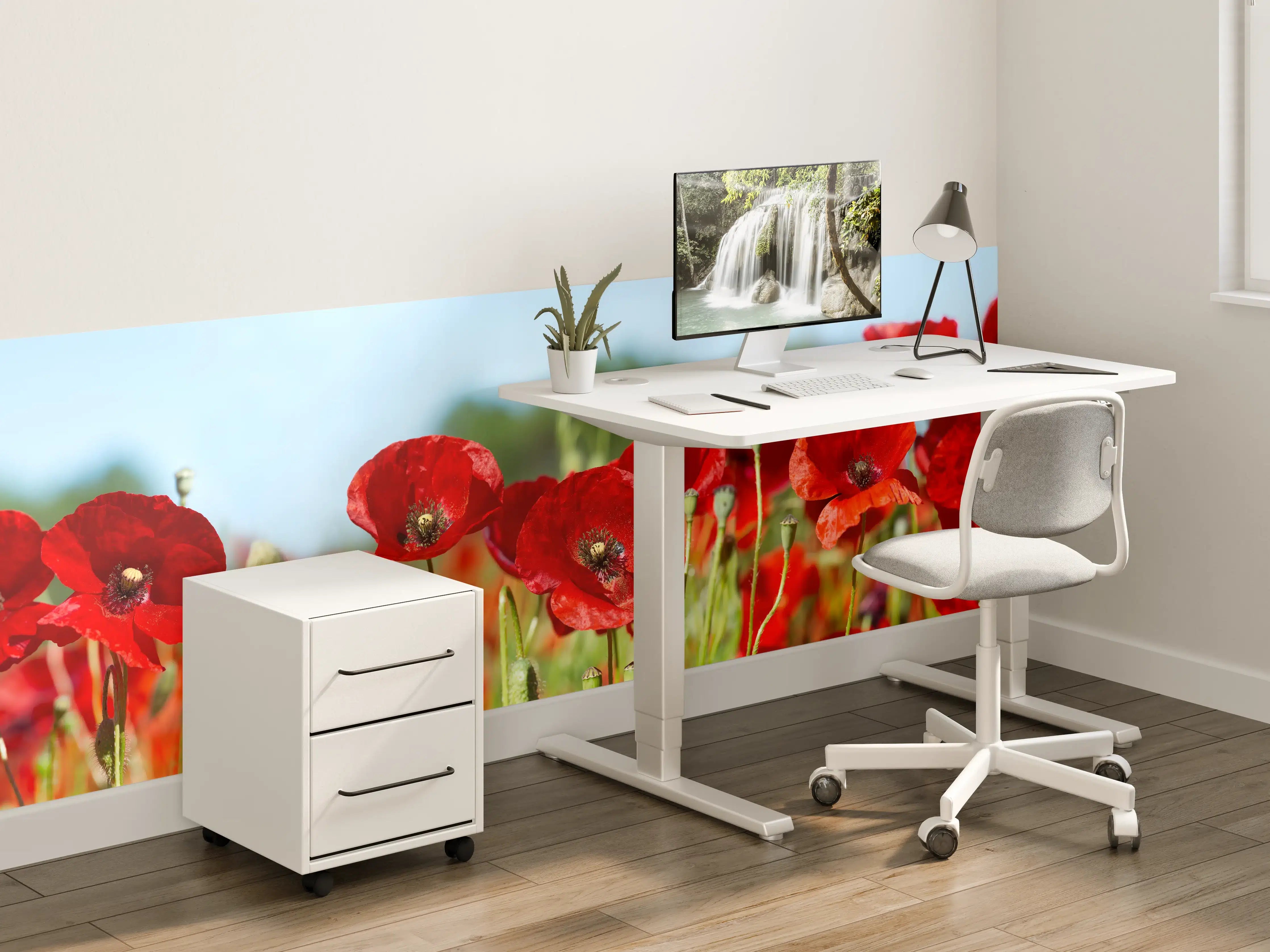 Kinderzimmer Wandgestaltung - Rote Mohnblumen auf einem Feld
