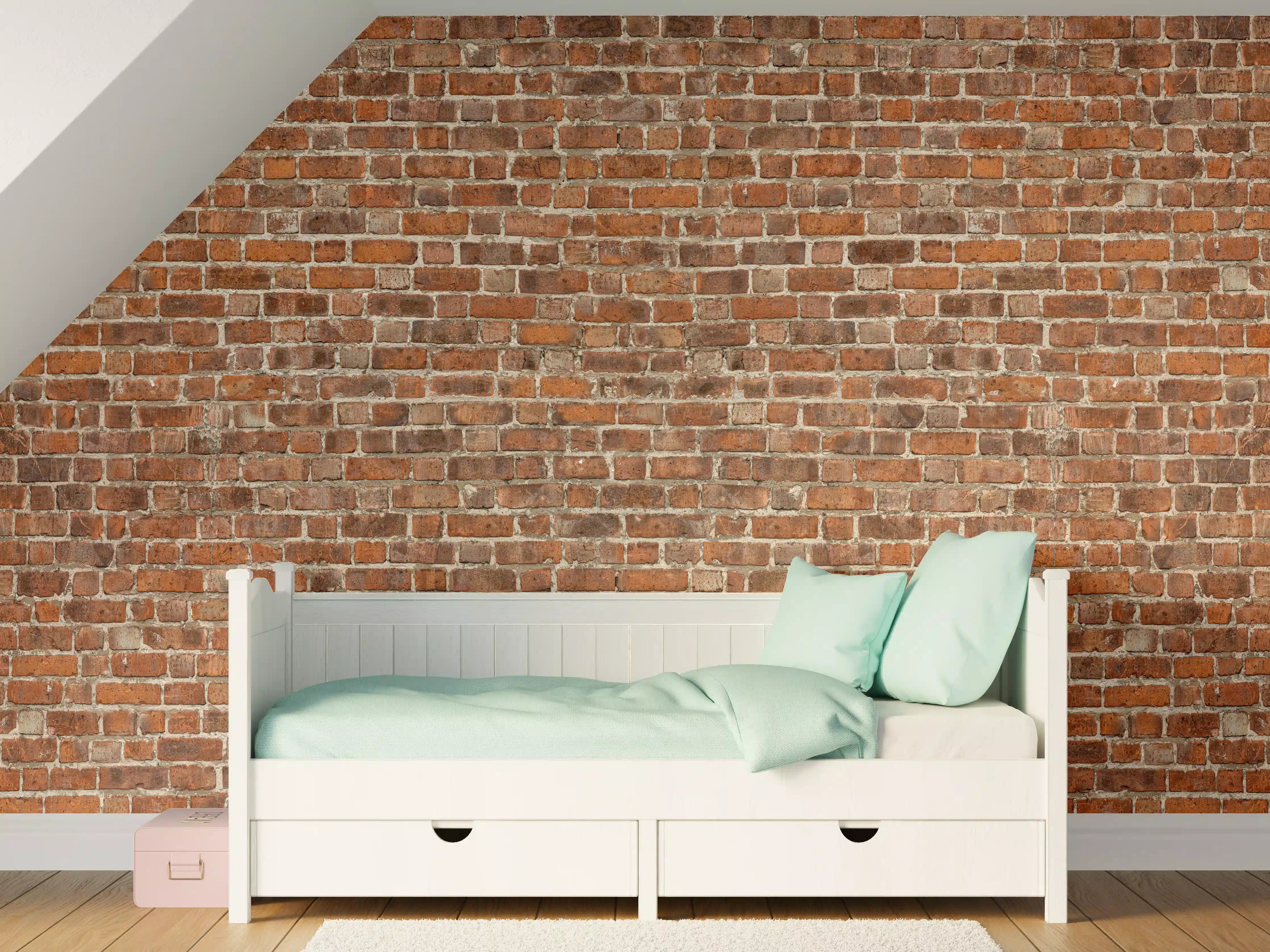 Kinderzimmer Wandgestaltung - Rote Vintage Ziegel Mauerwerk