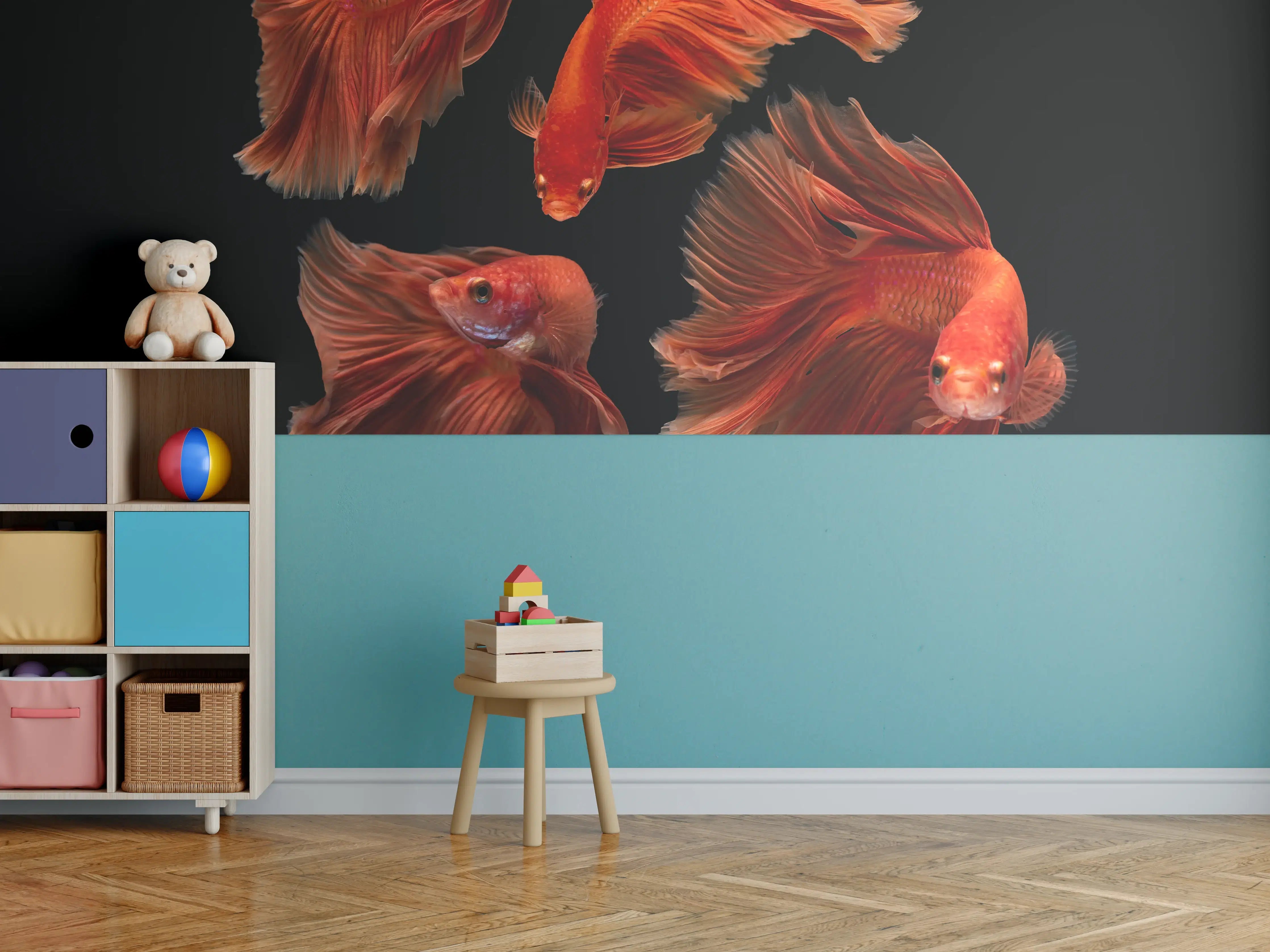 Kinderzimmer Wandgestaltung - Roter Betta Fisch