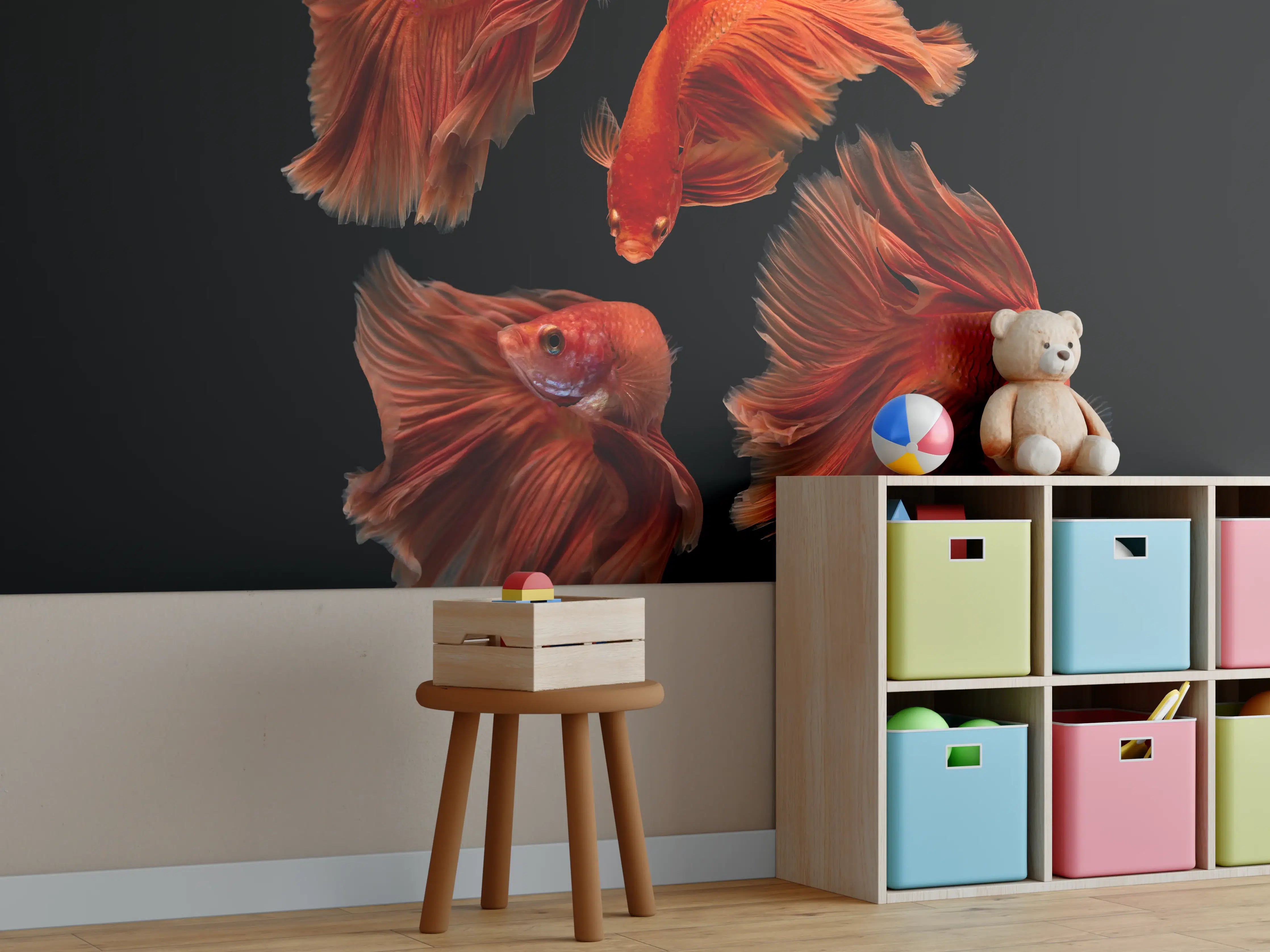 Kinderzimmer Wandgestaltung - Roter Betta Fisch