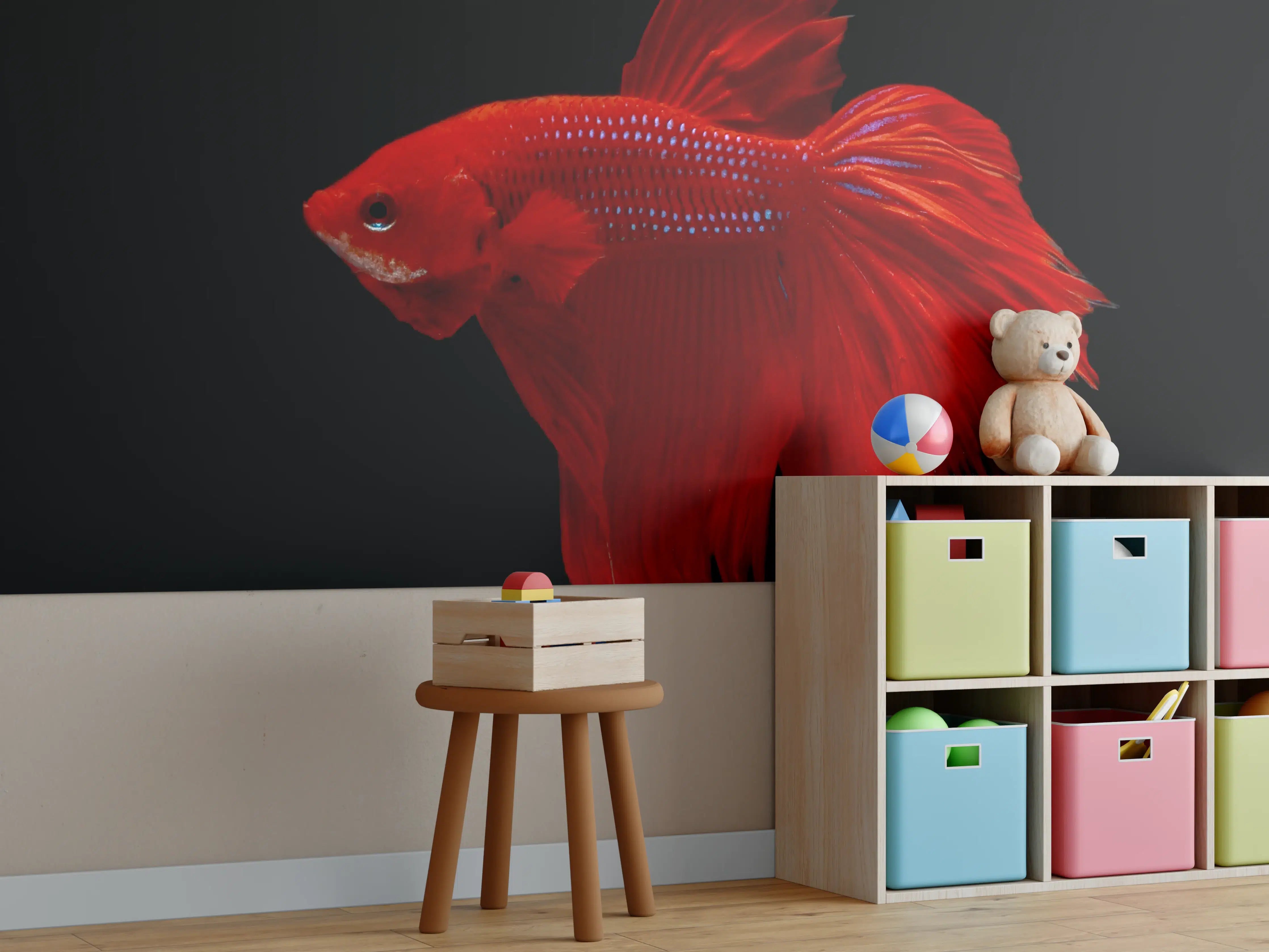 Kinderzimmer Wandgestaltung - Roter Betta-Kampffisch