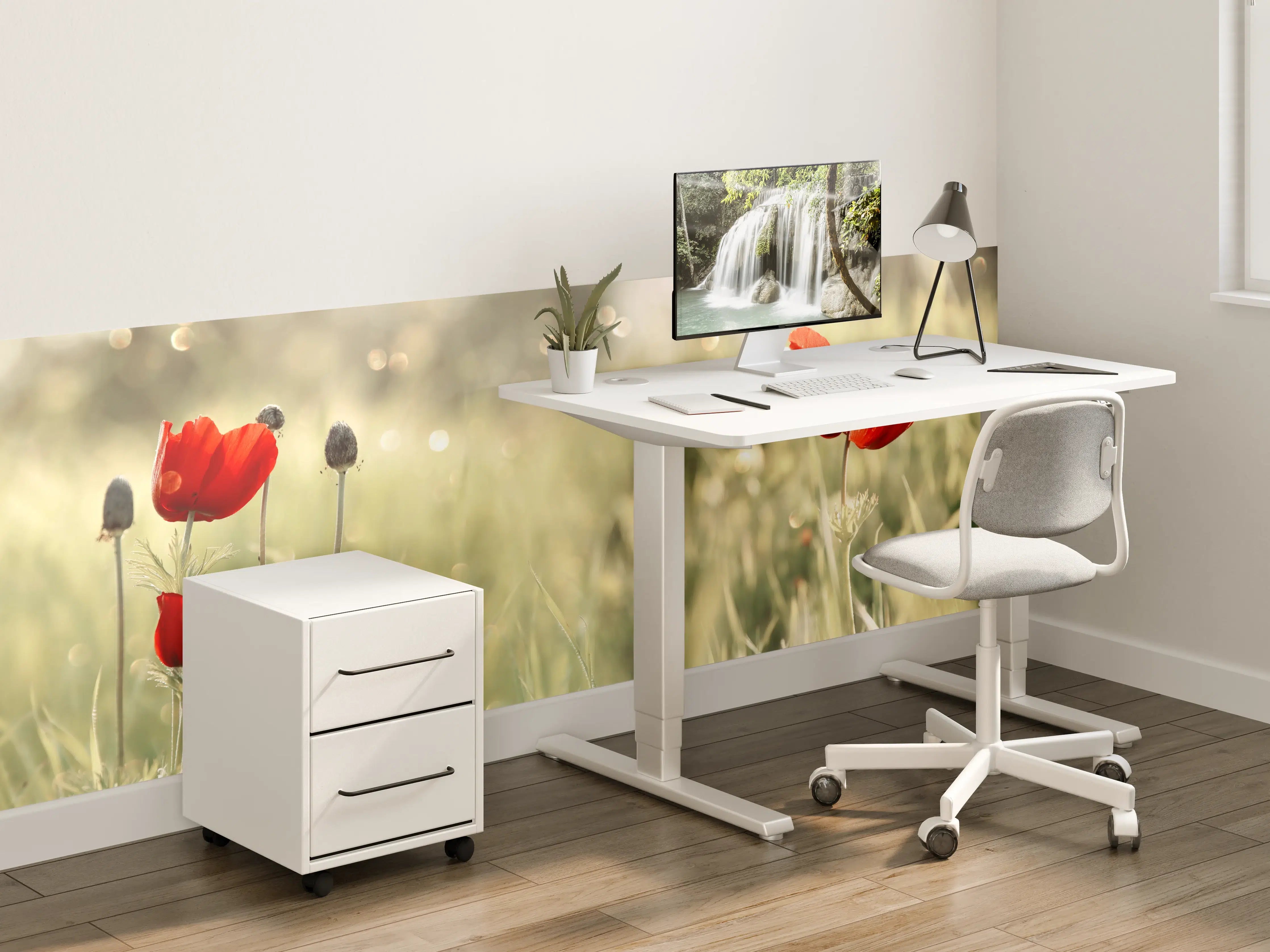 Kinderzimmer Wandgestaltung - Roter Mohn auf Wiese