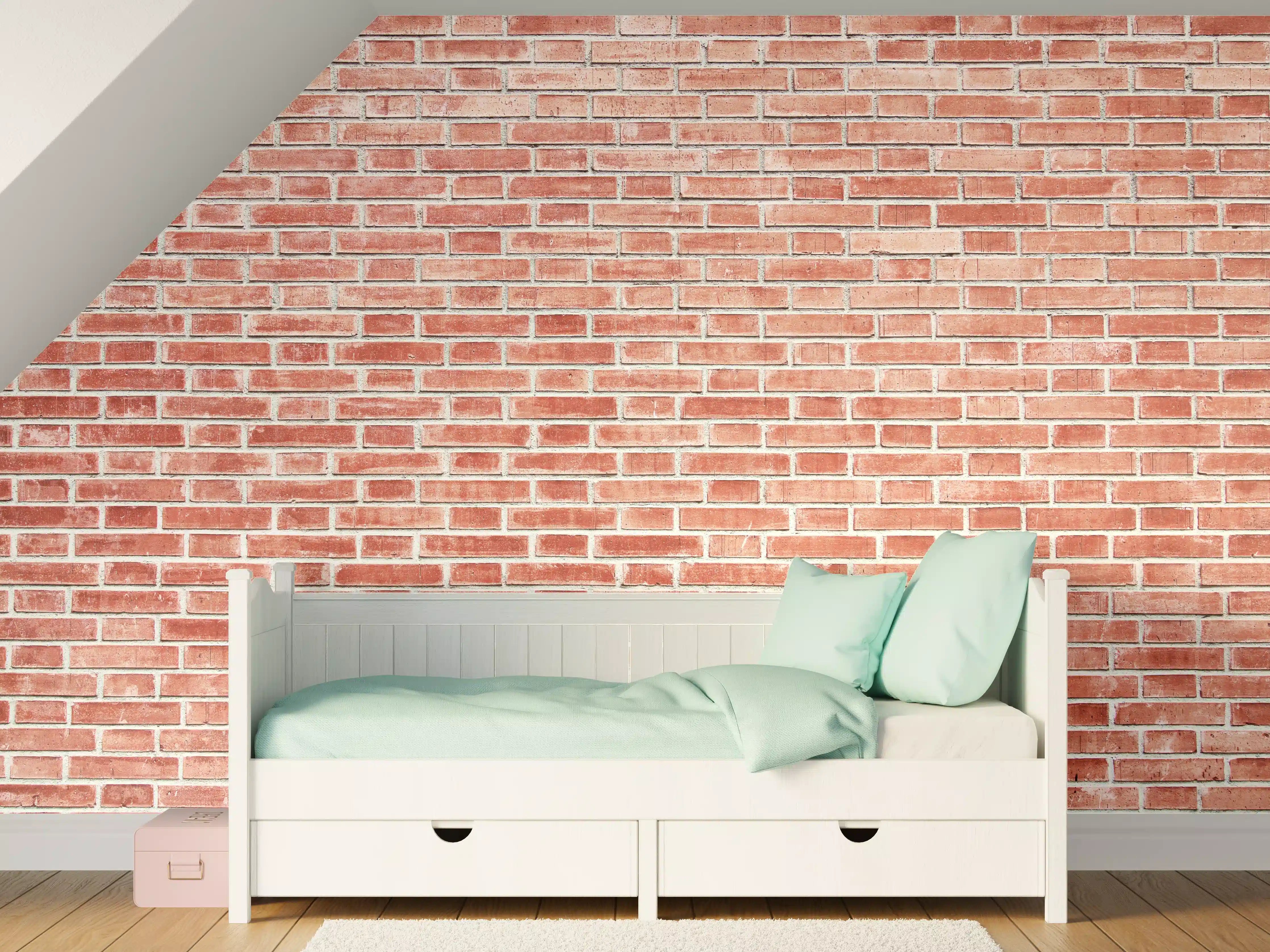 Kinderzimmer Wandgestaltung - Roter Ziegelsteinwand mit Textur