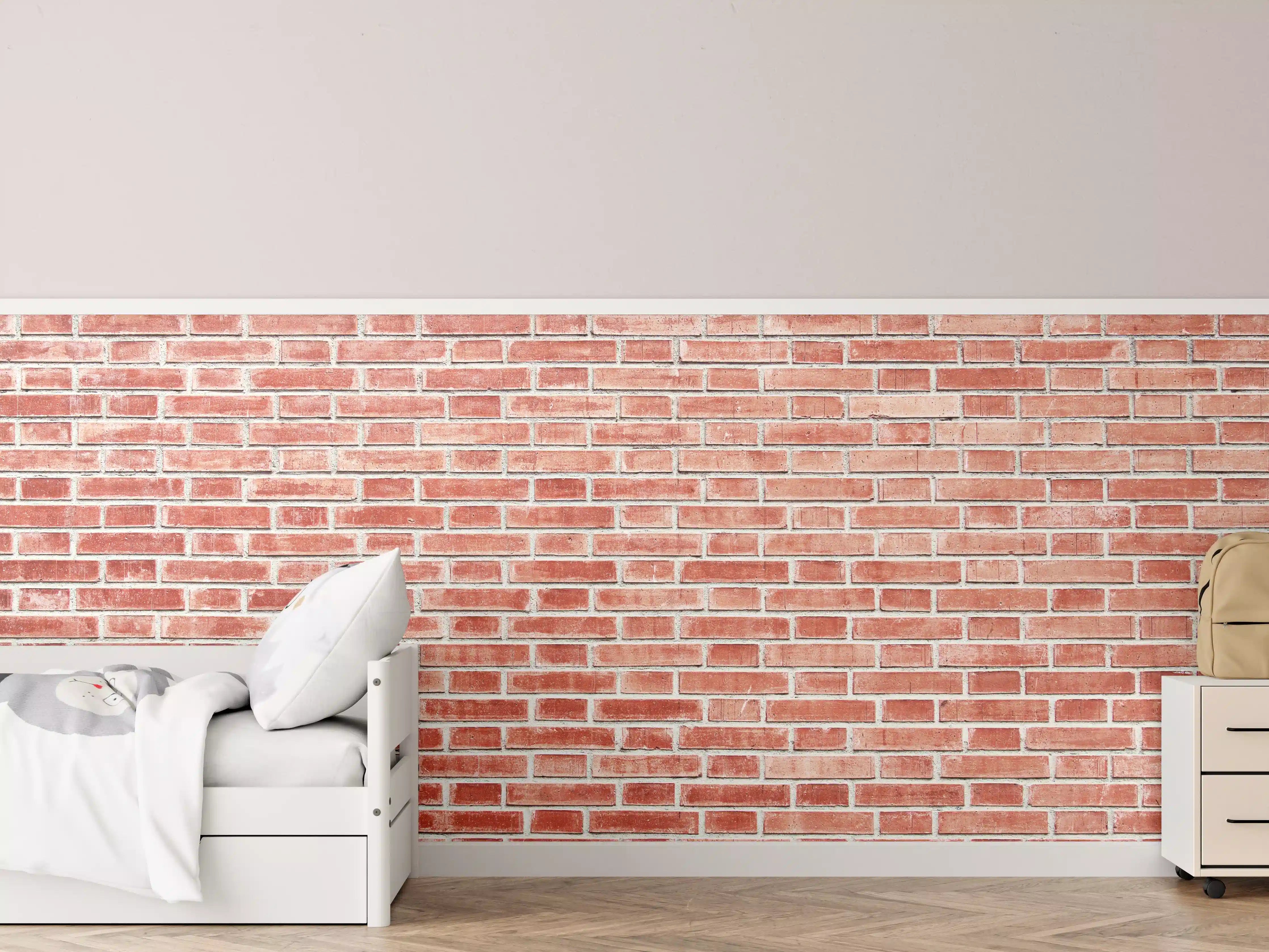 Kinderzimmer Wandgestaltung - Roter Ziegelsteinwand mit Textur