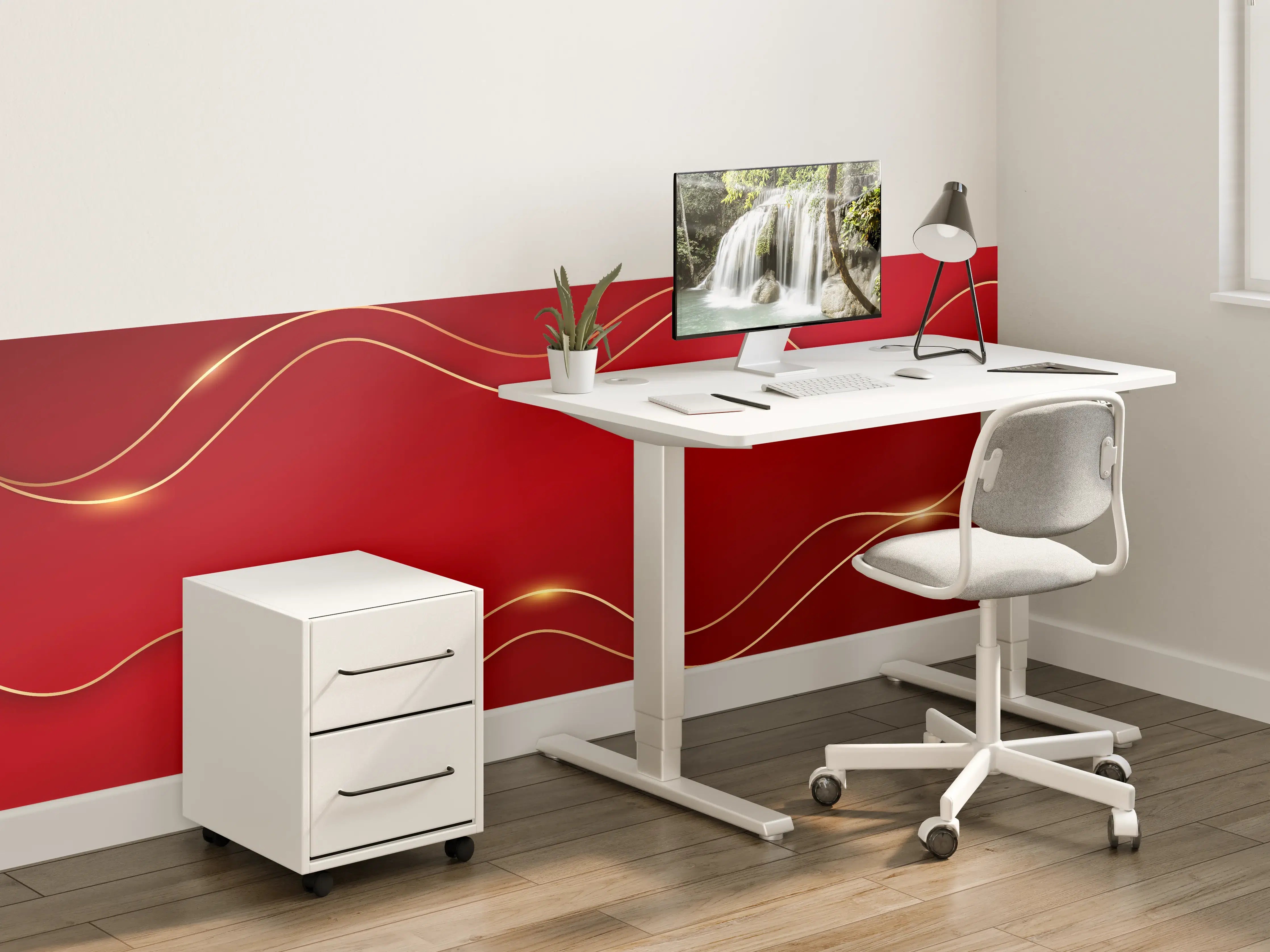 Kinderzimmer Wandgestaltung - Rotes Luxus-Design mit Goldakzenten