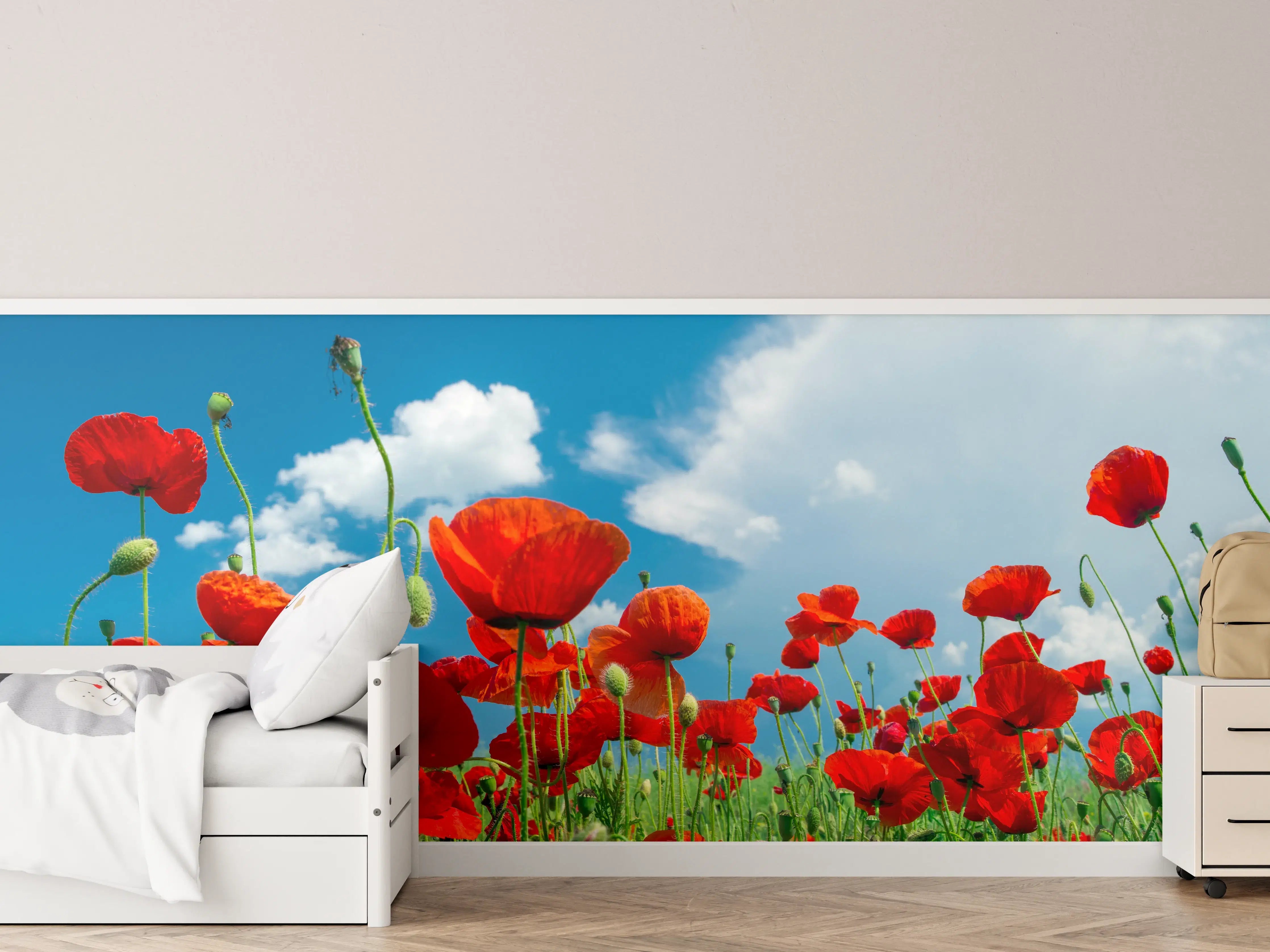 Kinderzimmer Wandgestaltung - Rotes Mohnblumenfeld