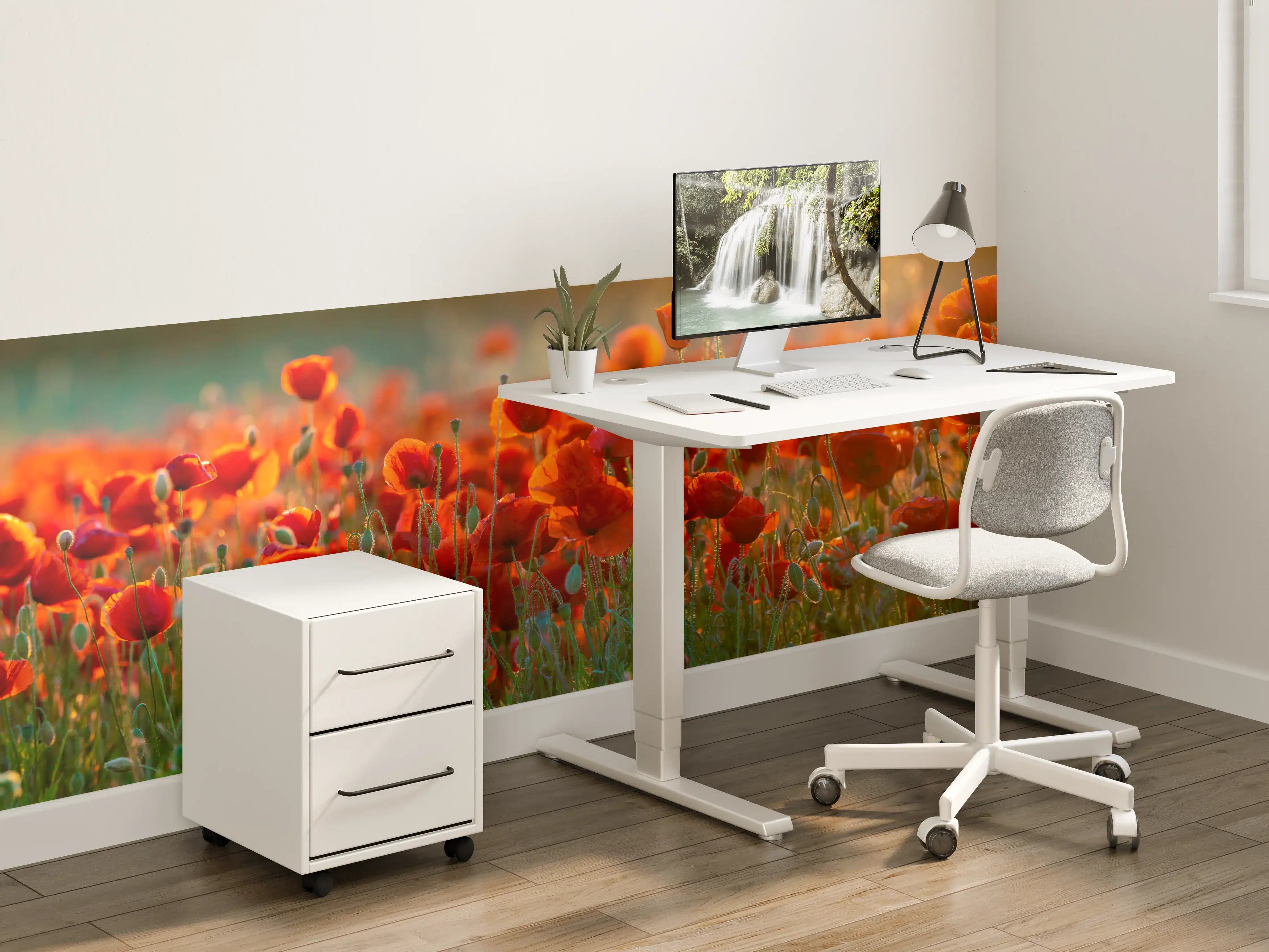 Kinderzimmer Wandgestaltung - Rotes Mohnfeld Panorama