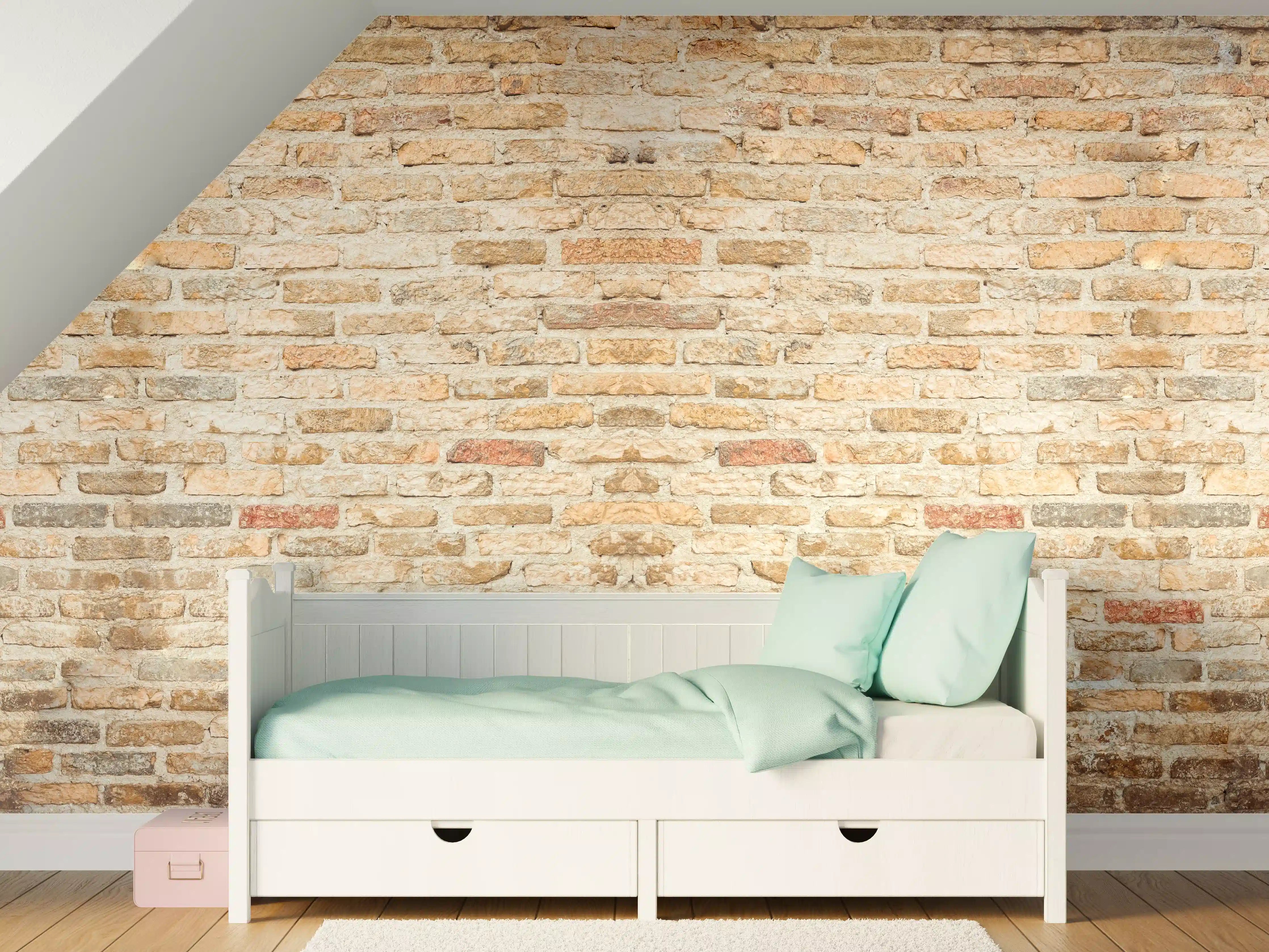 Kinderzimmer Wandgestaltung - Rustikale Backsteinmauer