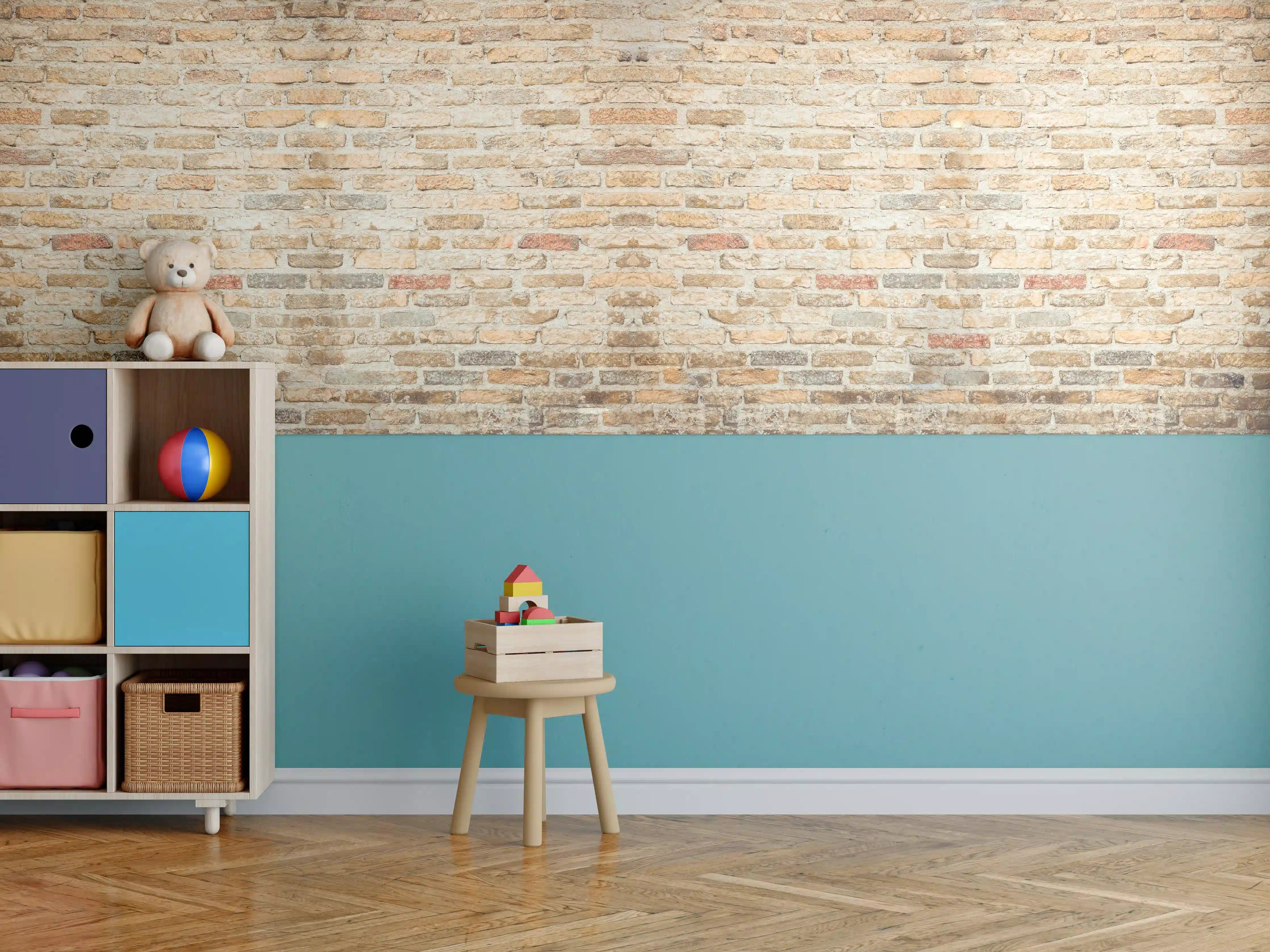 Kinderzimmer Wandgestaltung - Rustikale Backsteinmauer