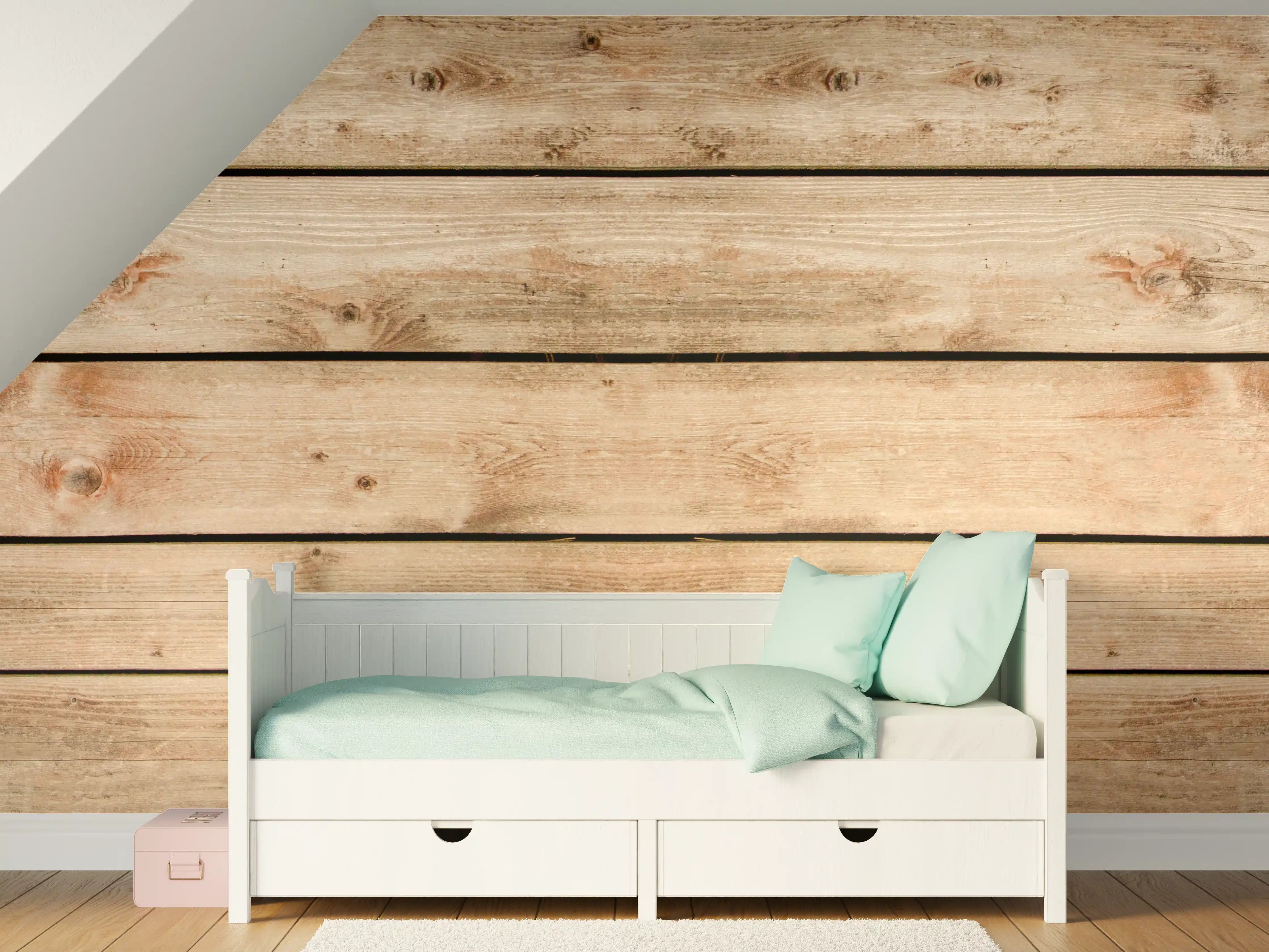 Kinderzimmer Wandgestaltung - Rustikale Braun-Holz-Textur