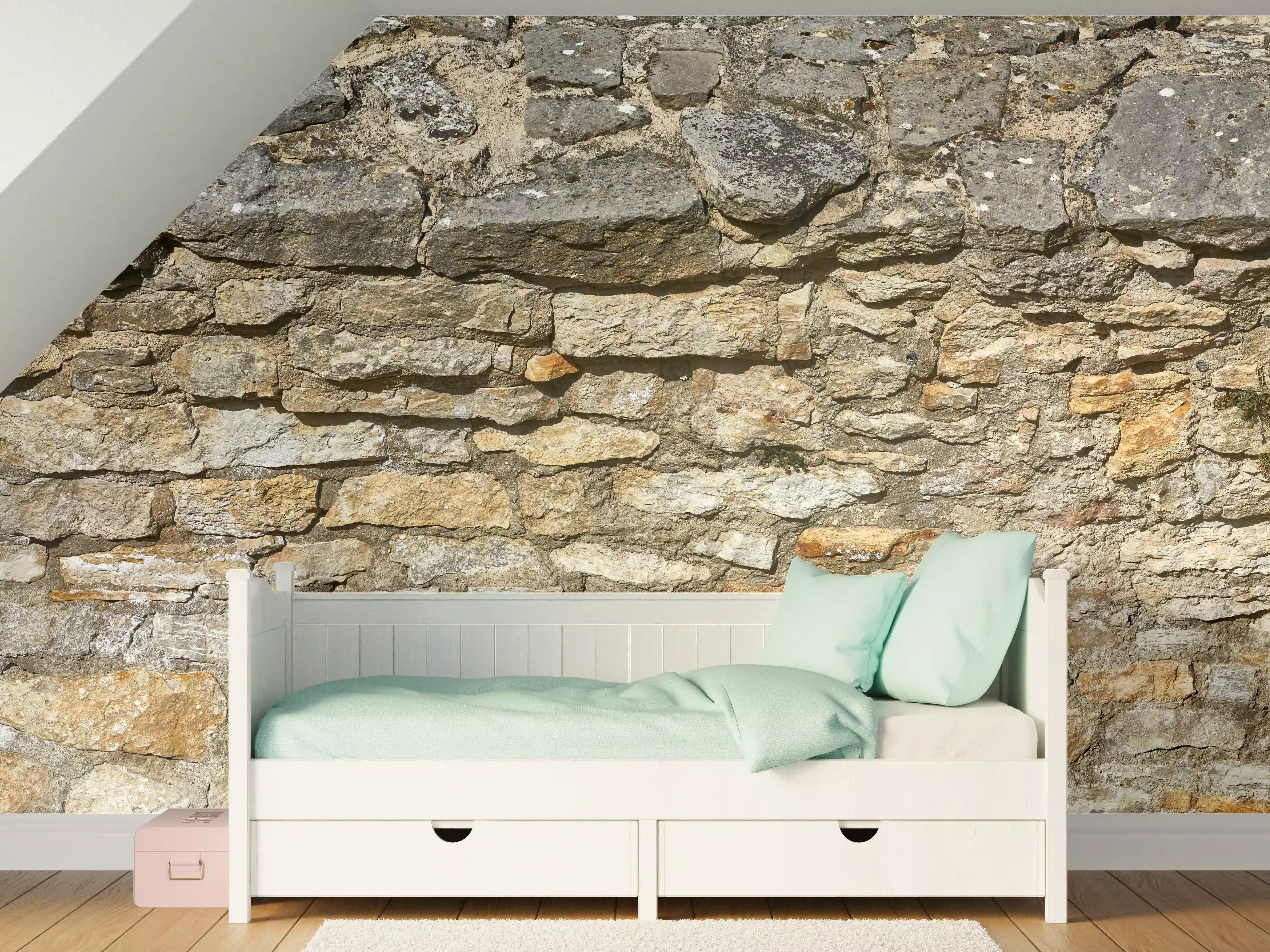 Kinderzimmer Wandgestaltung - Rustikale Burgmauer