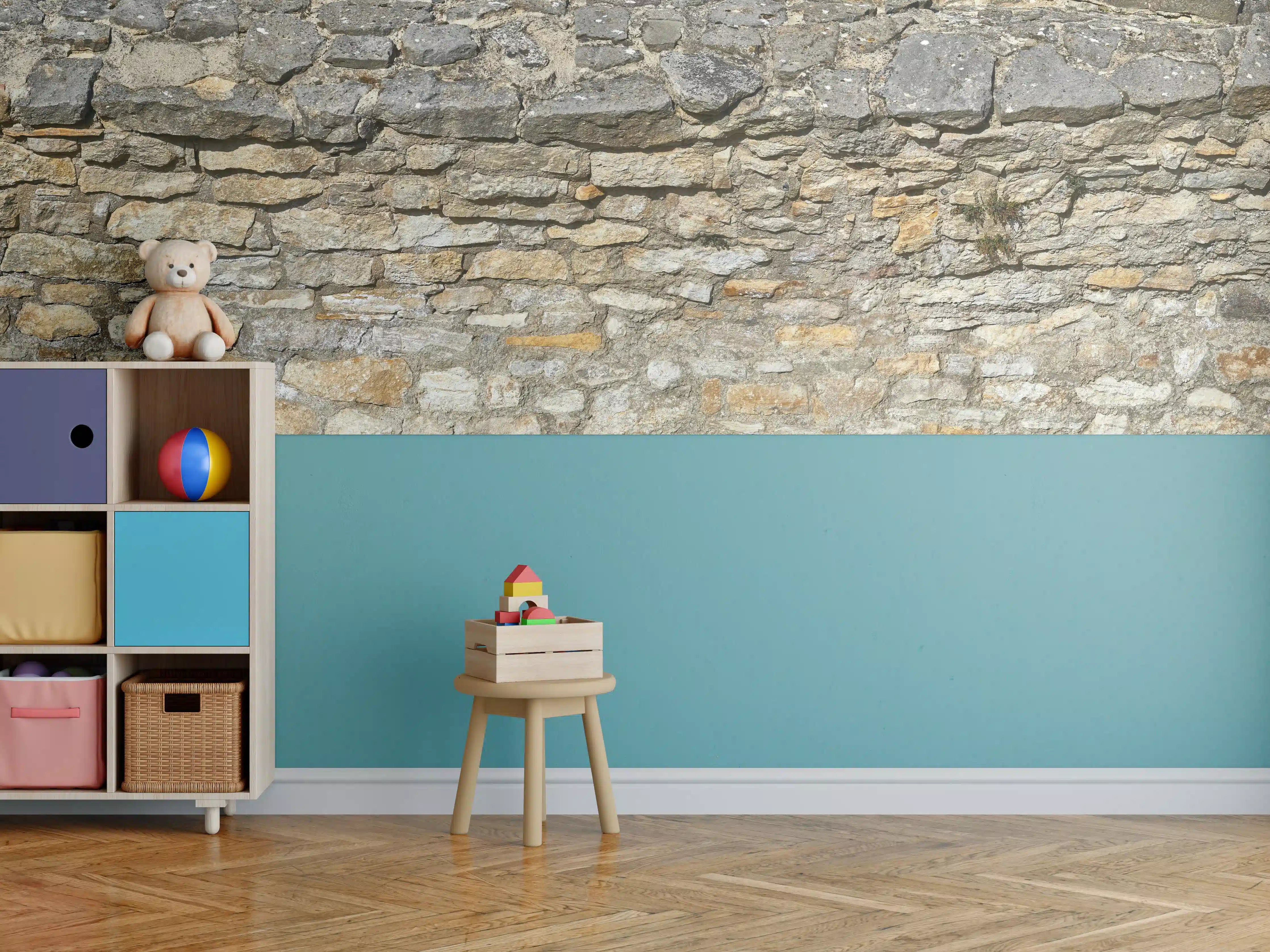 Kinderzimmer Wandgestaltung - Rustikale Burgmauer