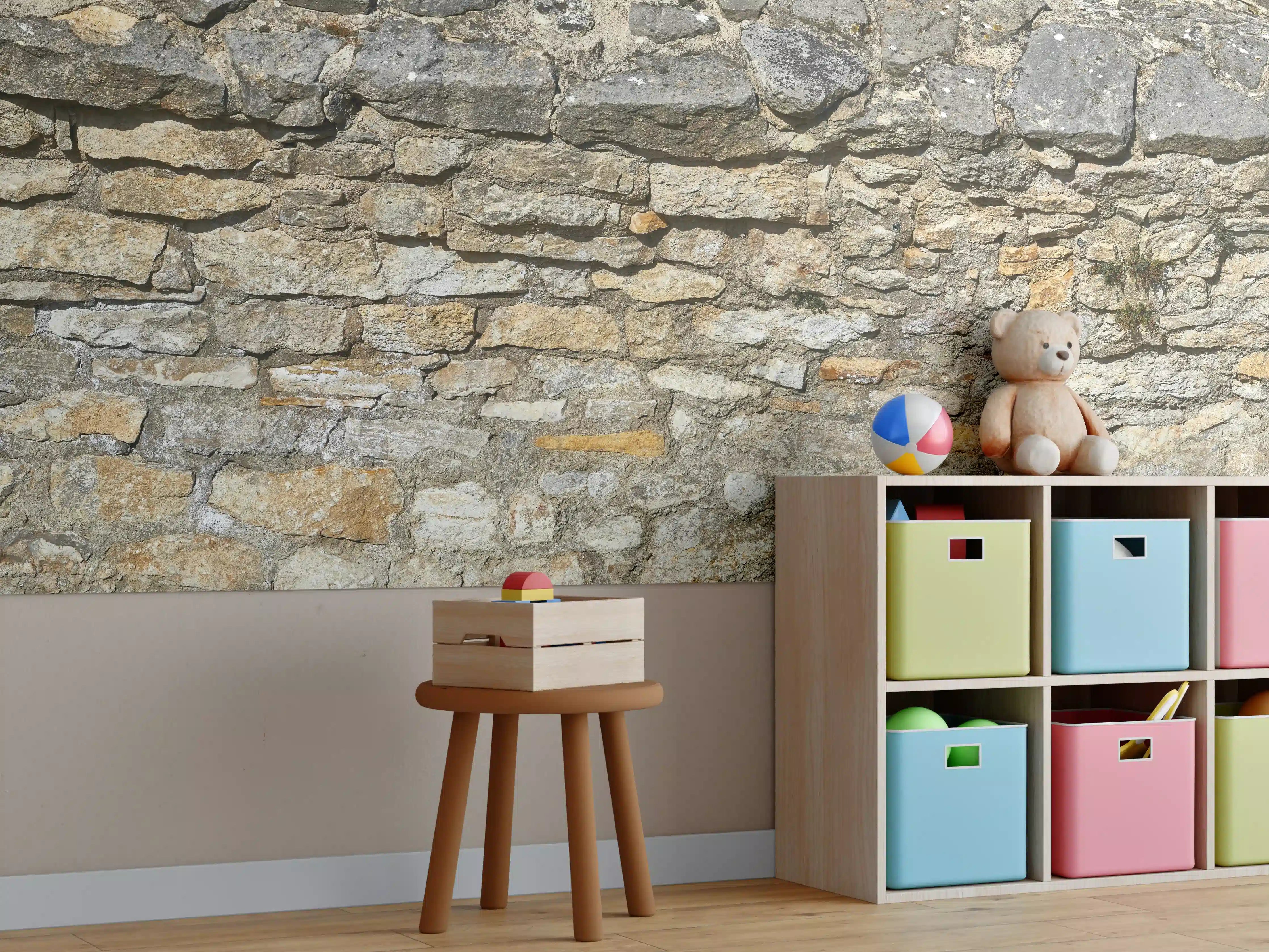 Kinderzimmer Wandgestaltung - Rustikale Burgmauer