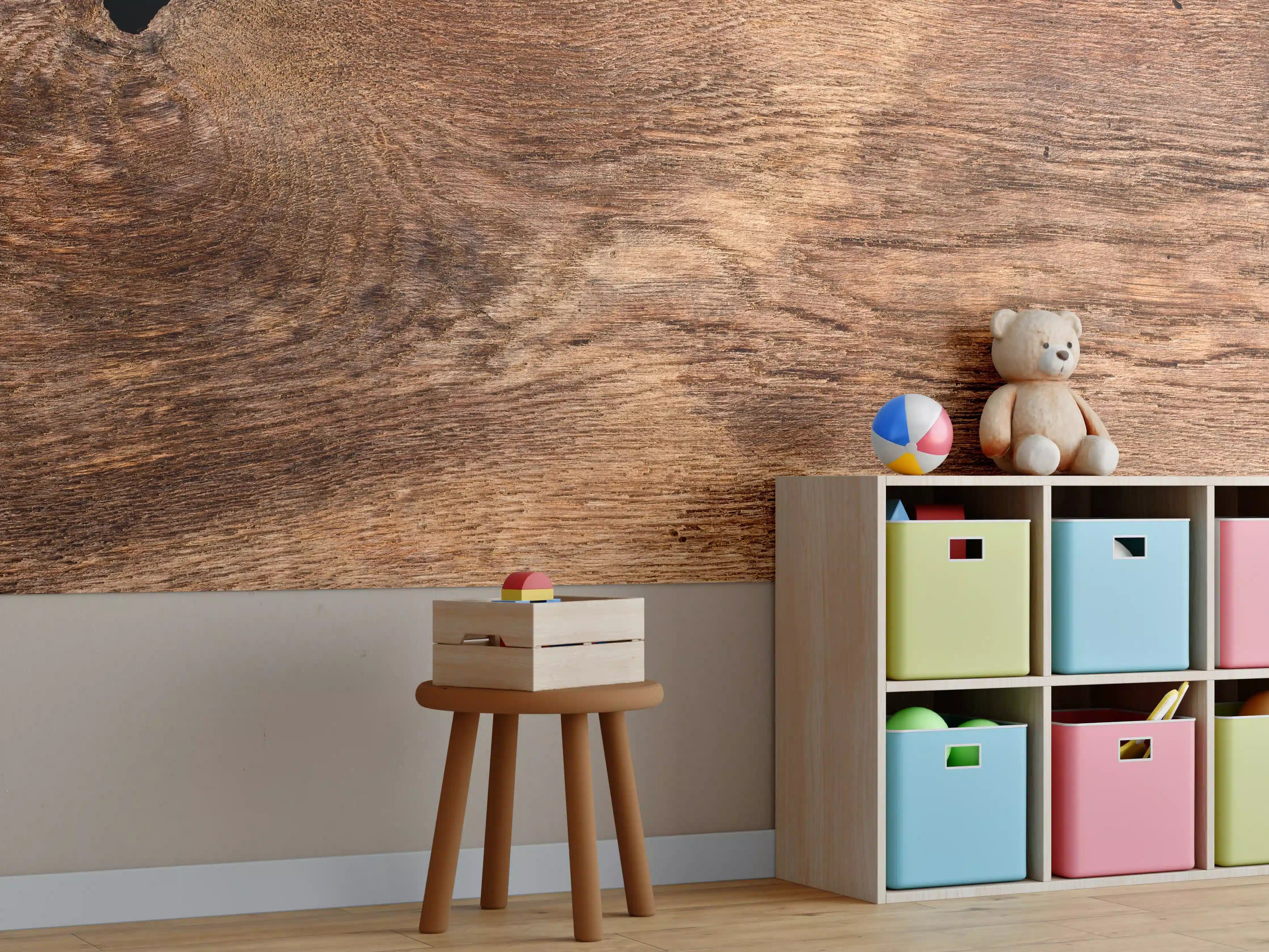 Kinderzimmer Wandgestaltung - Rustikale Eichenholzplatte